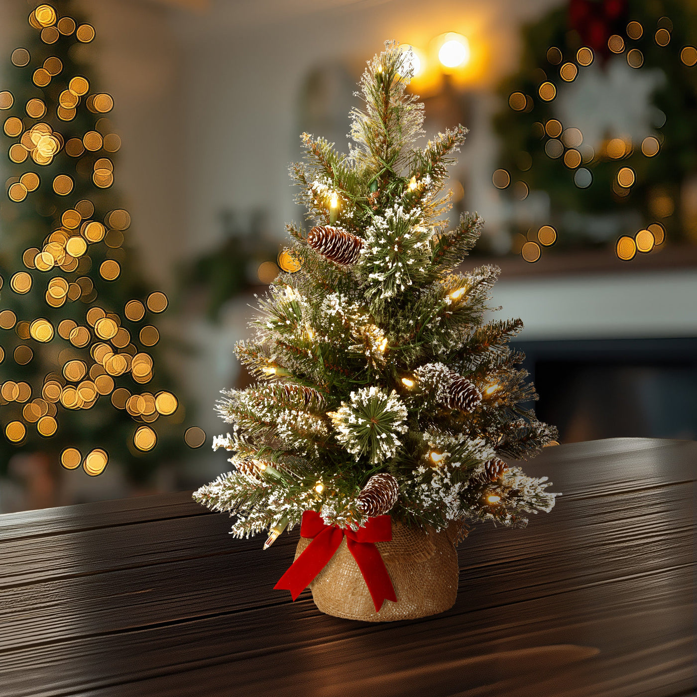 2 ft. Pre-Lit Glittery Bristle Tree with LED Lights