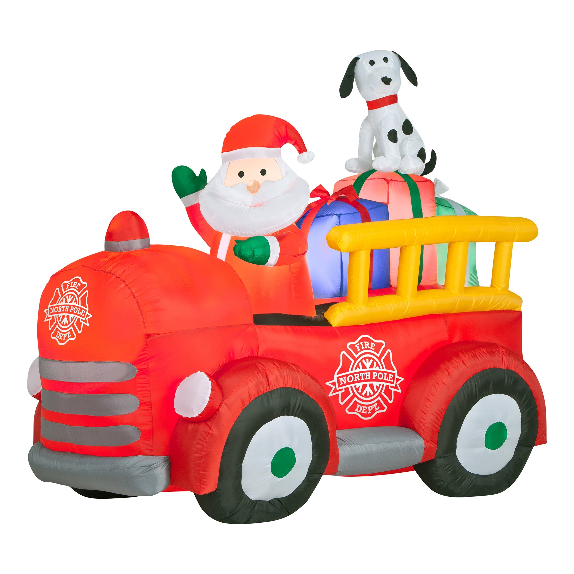 6 ft. Inflatable Santa in Vintage Firetruck with LED Lights
