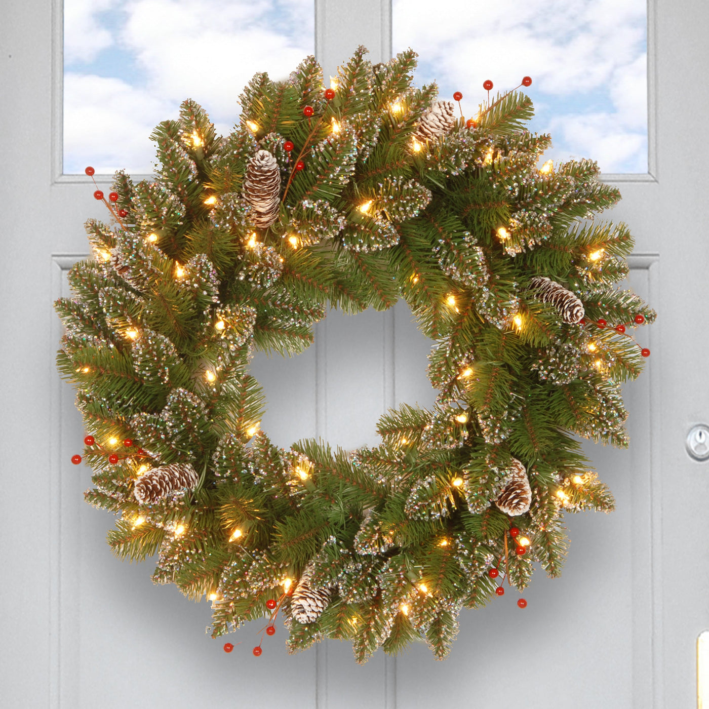24 in. Pre-Lit Glittery Mountain Spruce with LED Lights