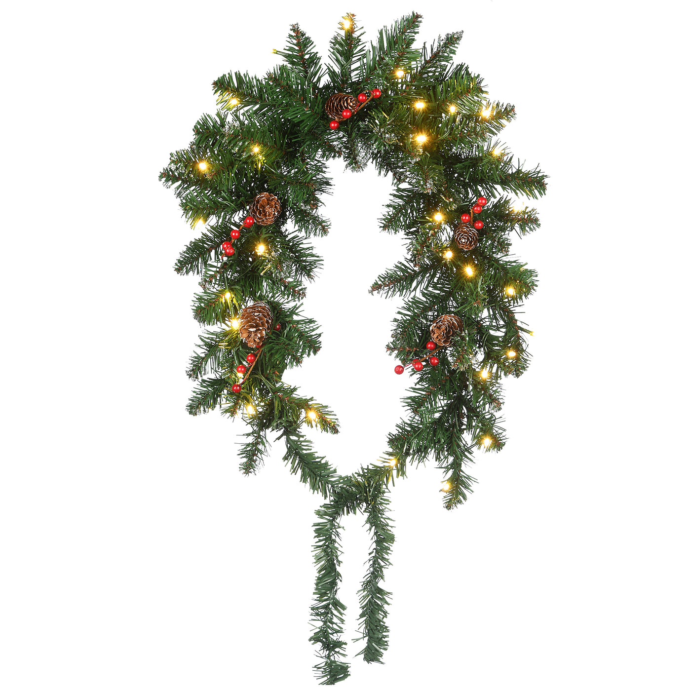 36 in. Pre-Lit Glittery Mountain Spruce Mailbox Swag with LED Lights
