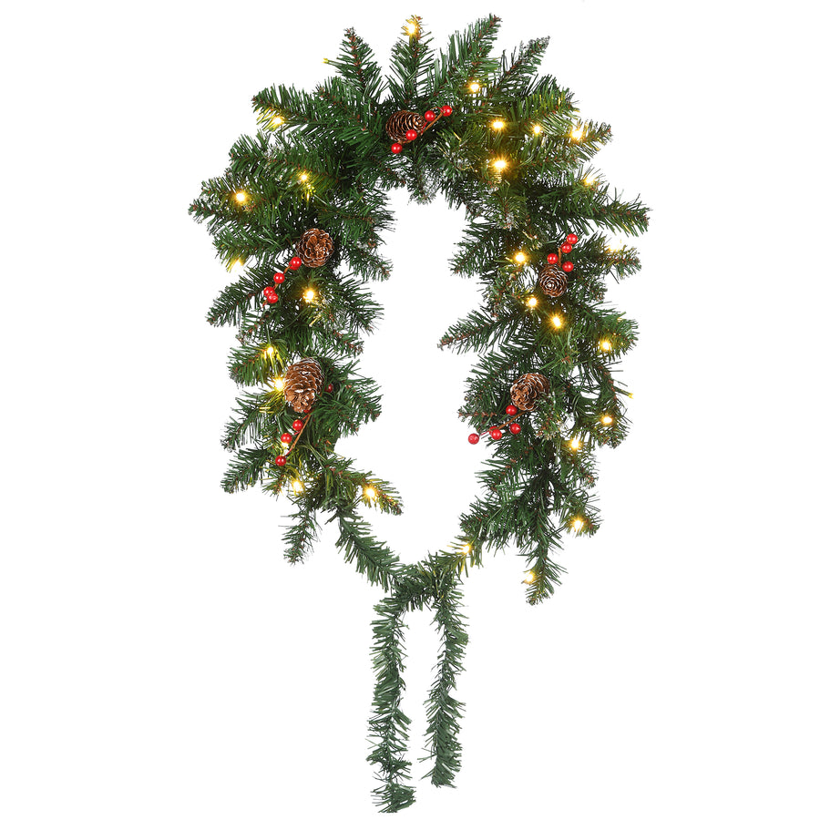 36 in. Pre-Lit Glittery Mountain Spruce Mailbox Swag with LED Lights