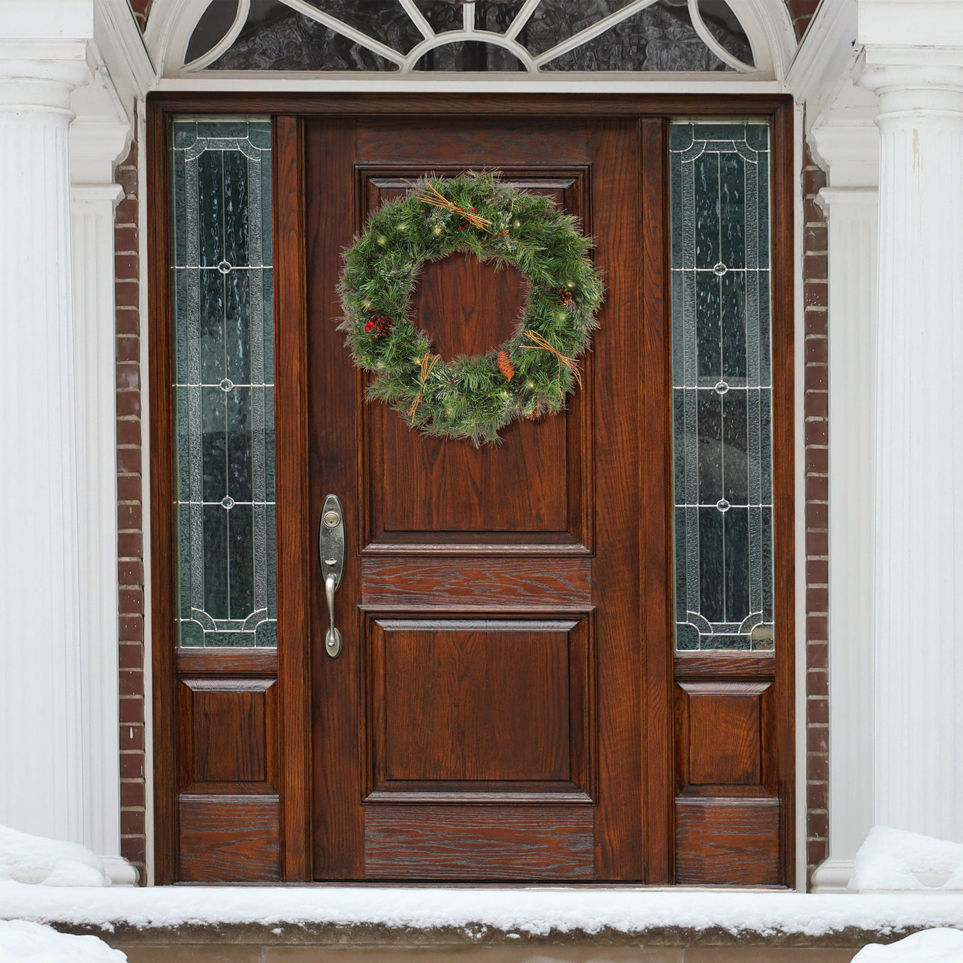 24 in. Pre-Lit Glistening Pine Wreath with LED Lights