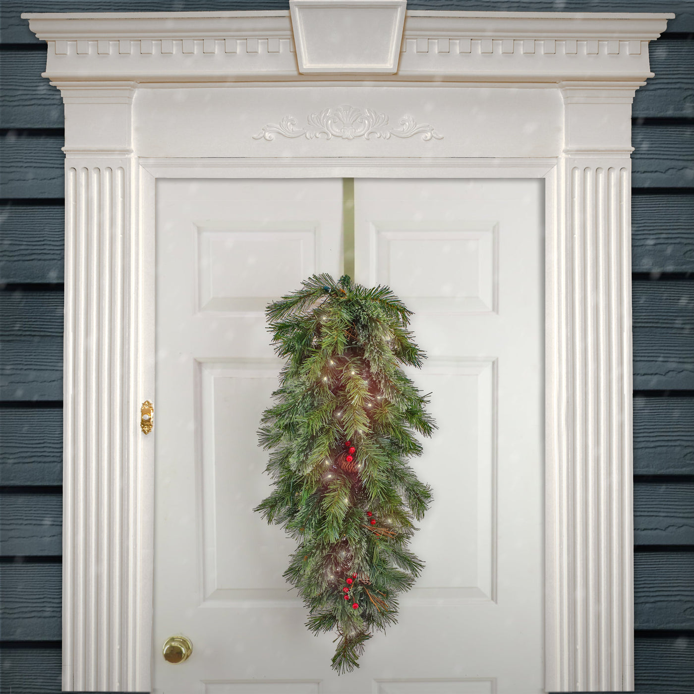 36 in. Pre-Lit Glistening Pine Teardrop with LED Lights