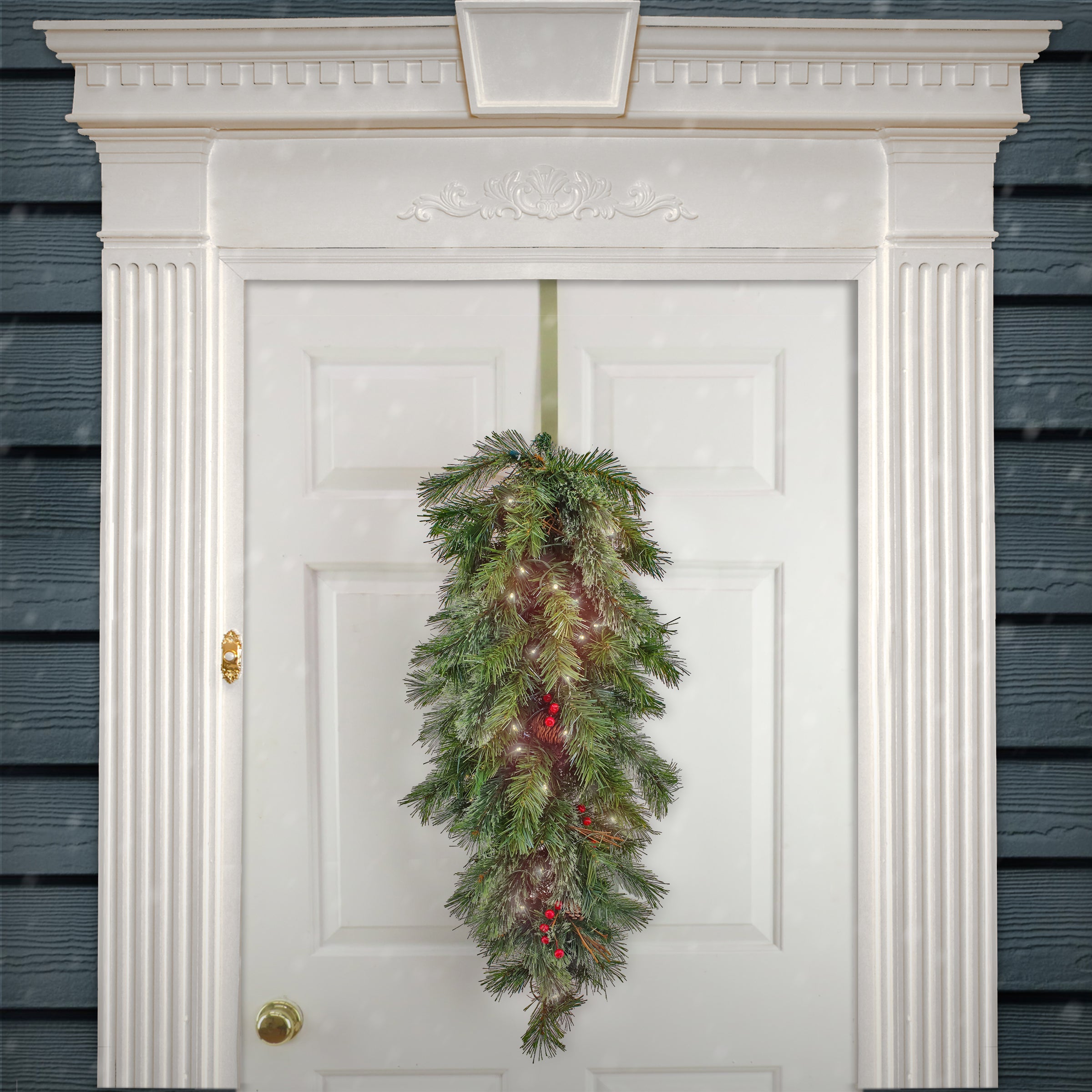 36 in. Pre-Lit Glistening Pine Teardrop with LED Lights