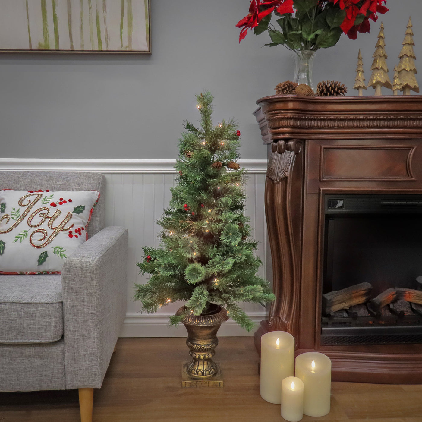 4 ft. Pre-Lit Glistening Pine Tree with Clear Lights