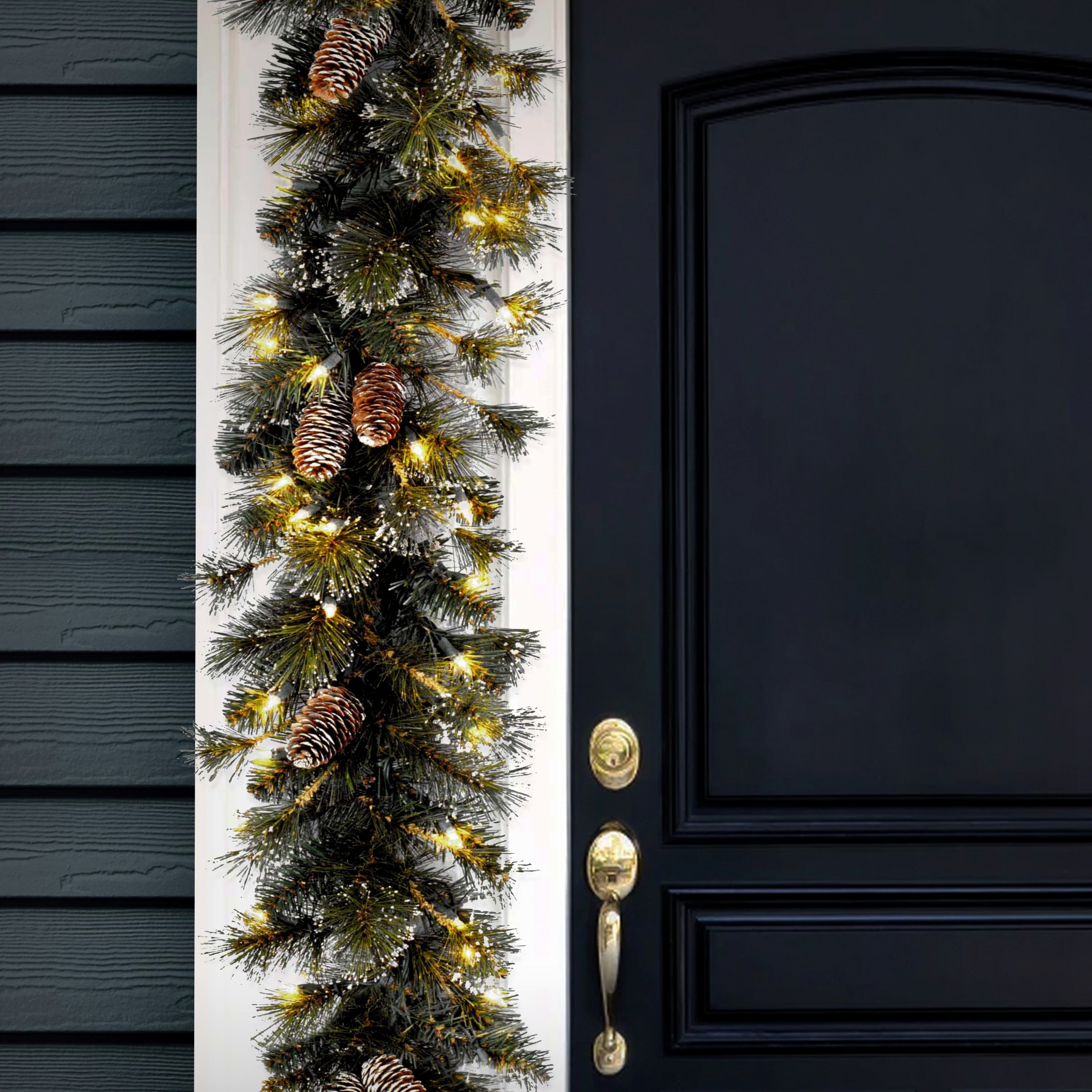 9 ft. Pre-Lit Glittery Pine Garland with Clear Lights