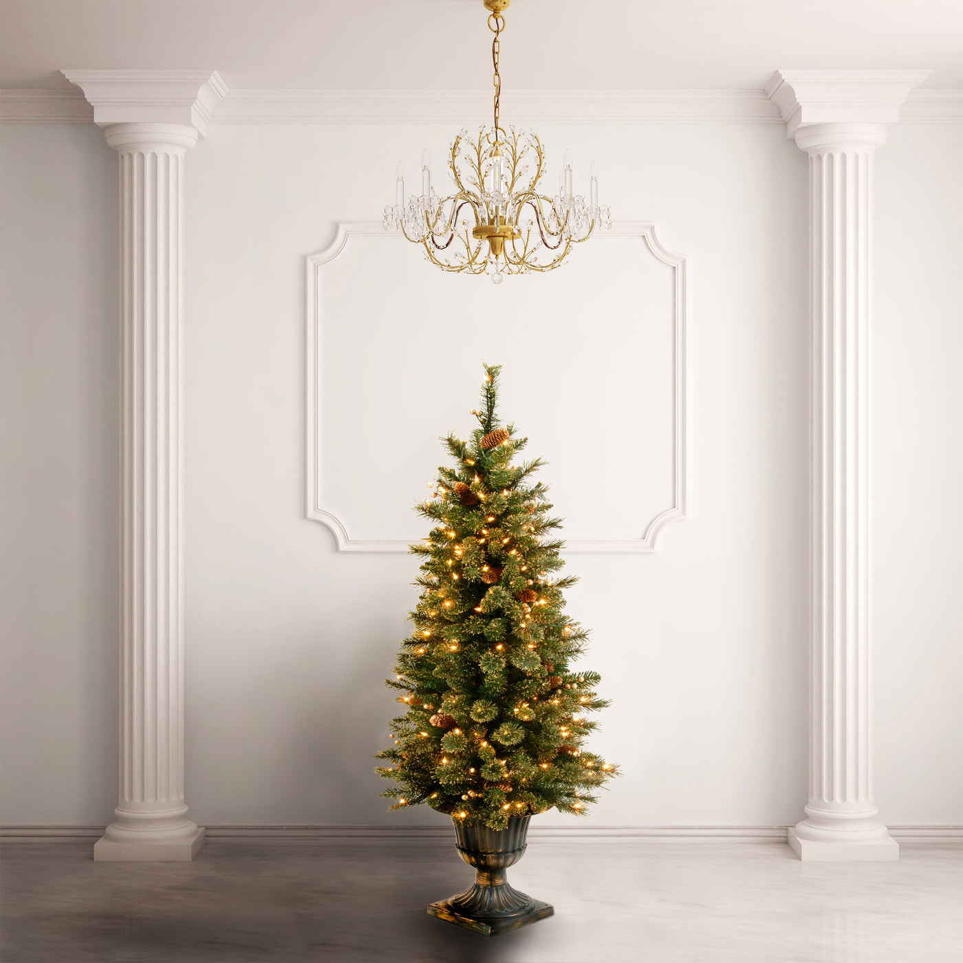 4 ft. Pre-Lit Glittery Gold Pine Tree with Clear Lights