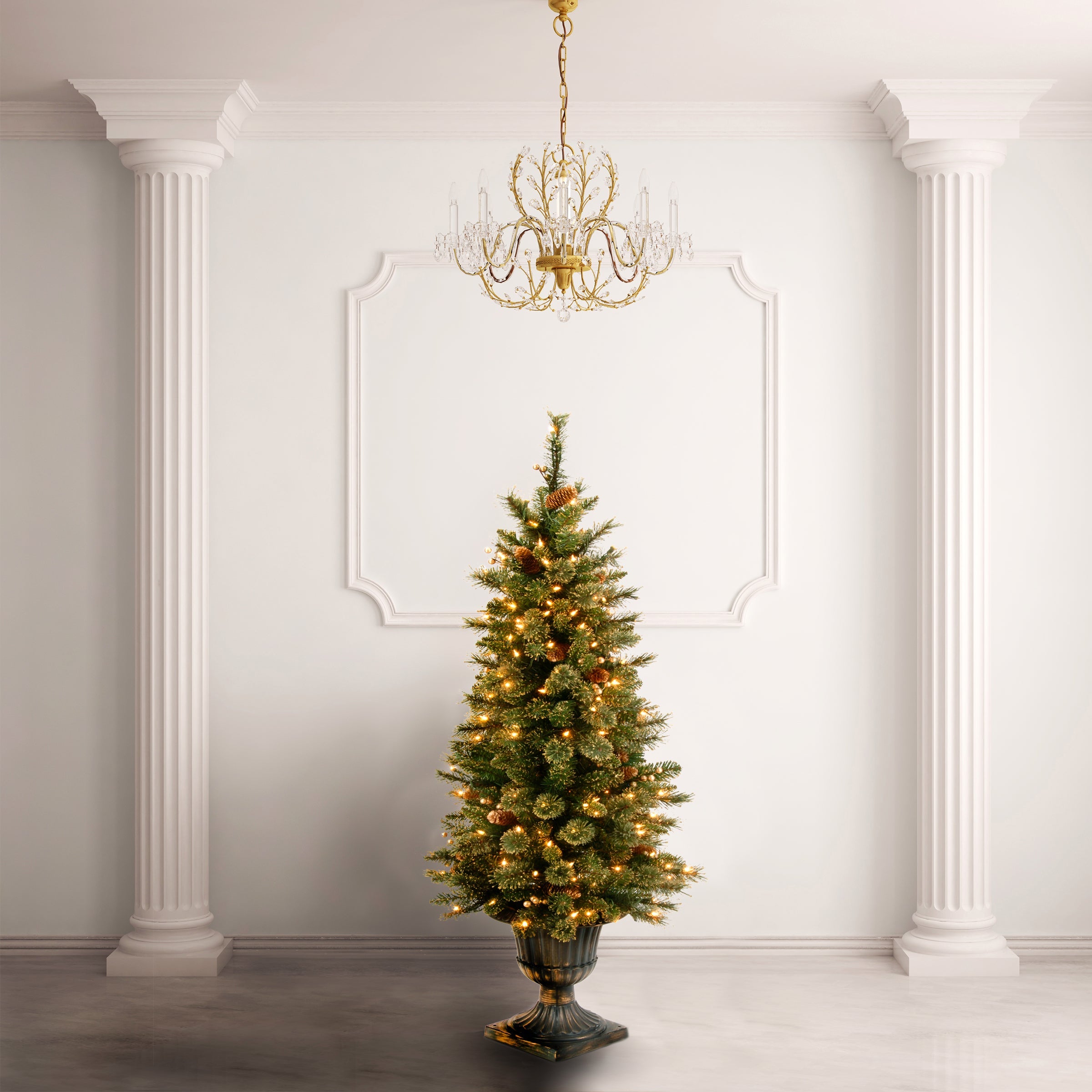 4 ft. Pre-Lit Glittery Gold Pine Tree with Clear Lights