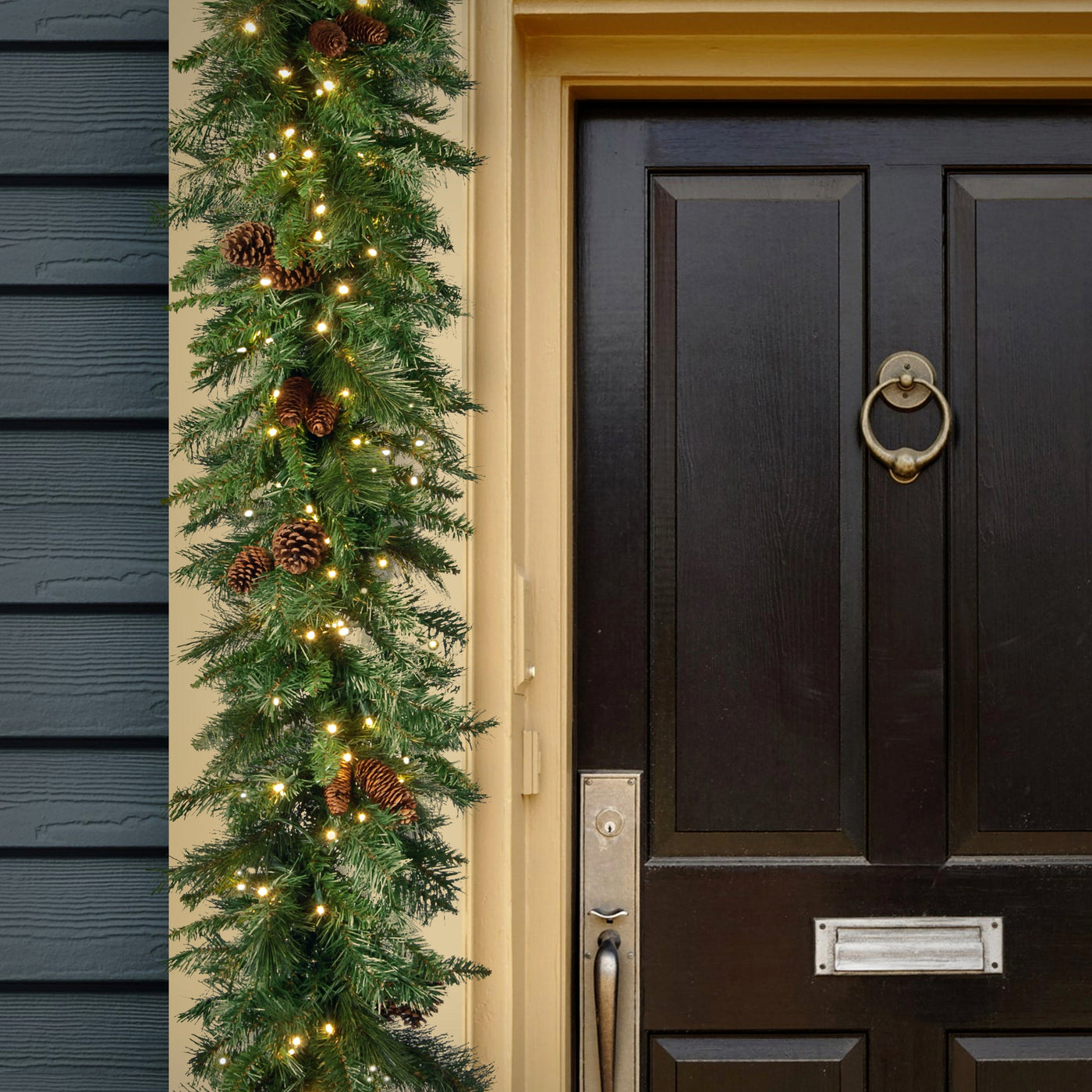 9 ft. Pre-Lit Garwood Spruce Garland with Warm White LED Lights - 24 in Diameter