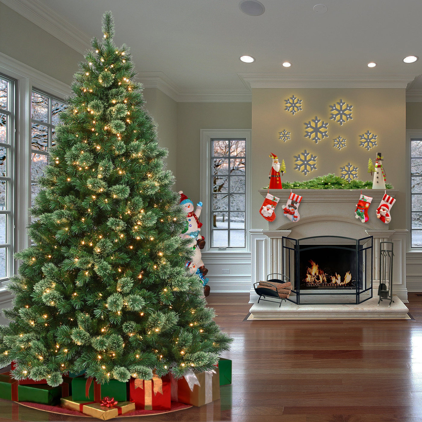7.5 ft. Pre-Lit Hamburg Pine Tree with Clear Lights