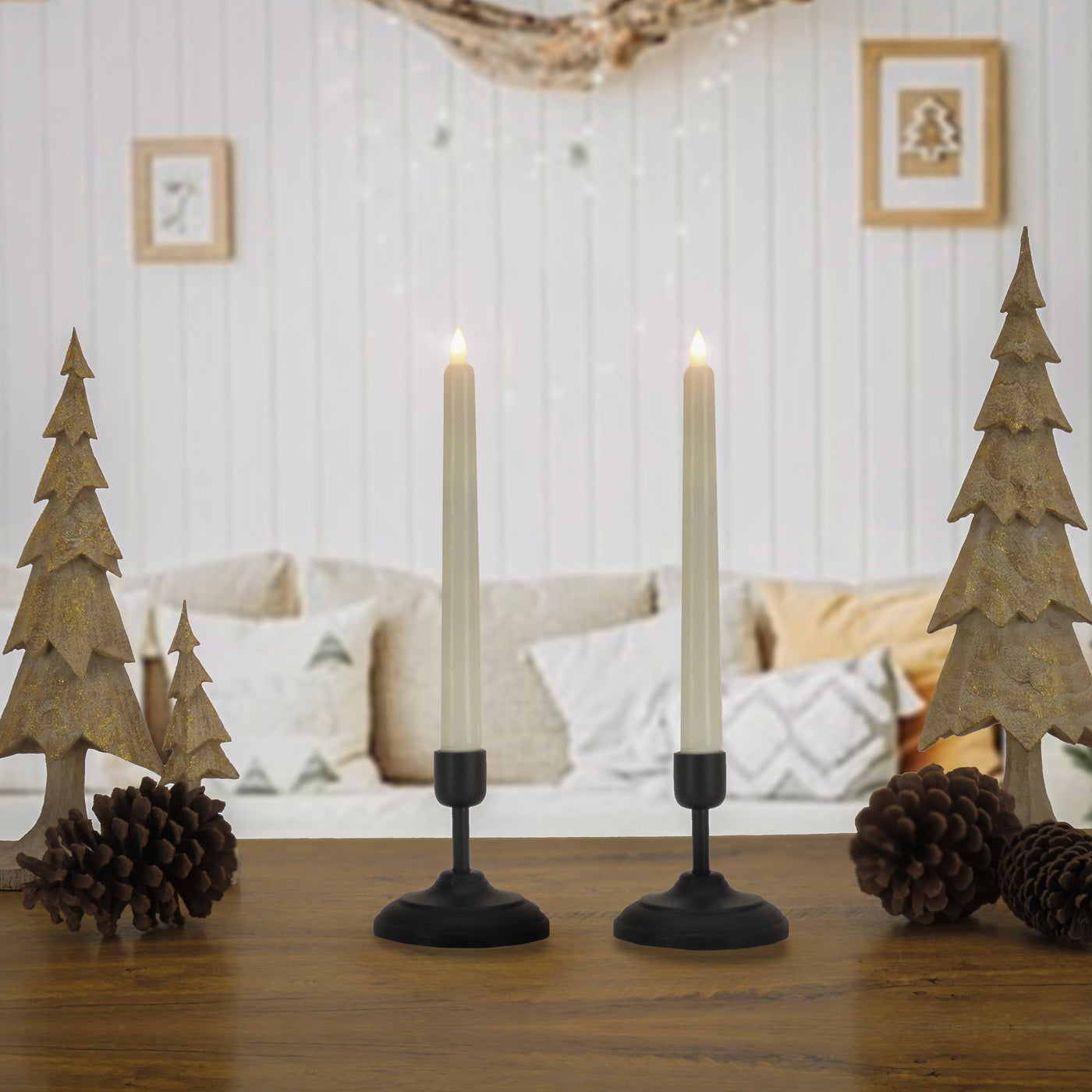 HGTV Home Collection Flameless Heritage Candle Pair, Black Base
