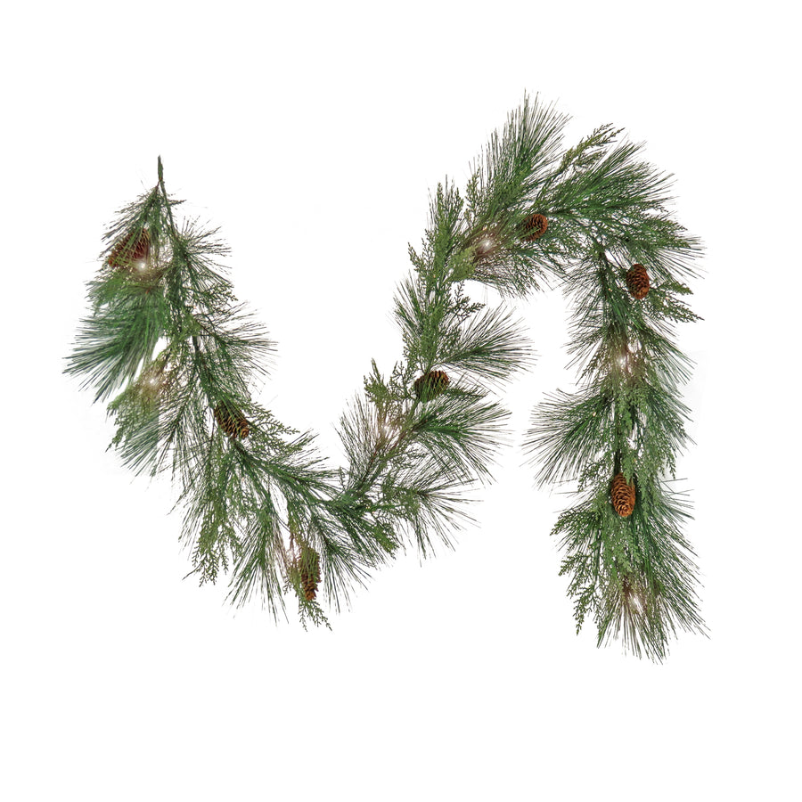 6 ft. Pre-Lit HGTV Home Collection Black Tie Cedar Garland