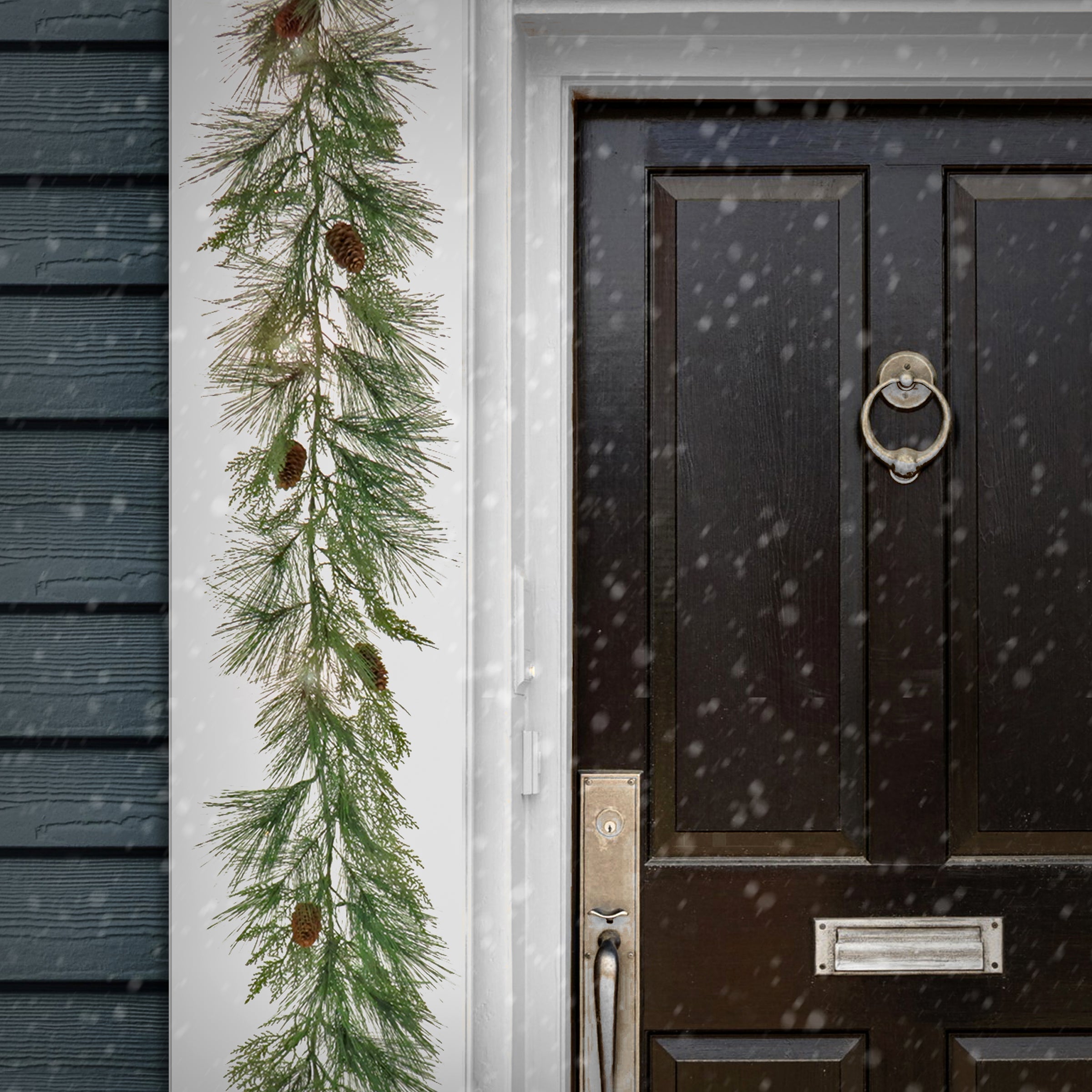6 ft. Pre-Lit HGTV Home Collection Black Tie Cedar Garland