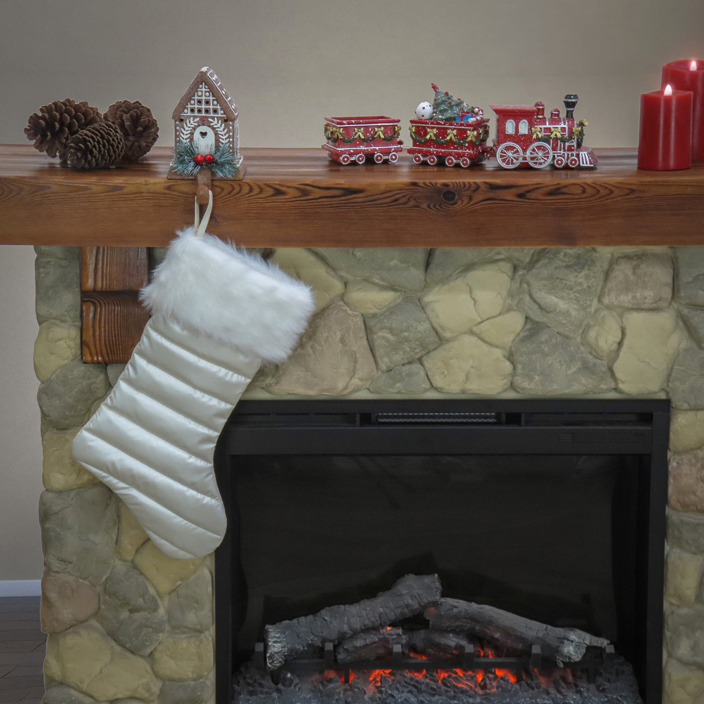 20 in. HGTV Home Collection Puffy Coat Stocking, White