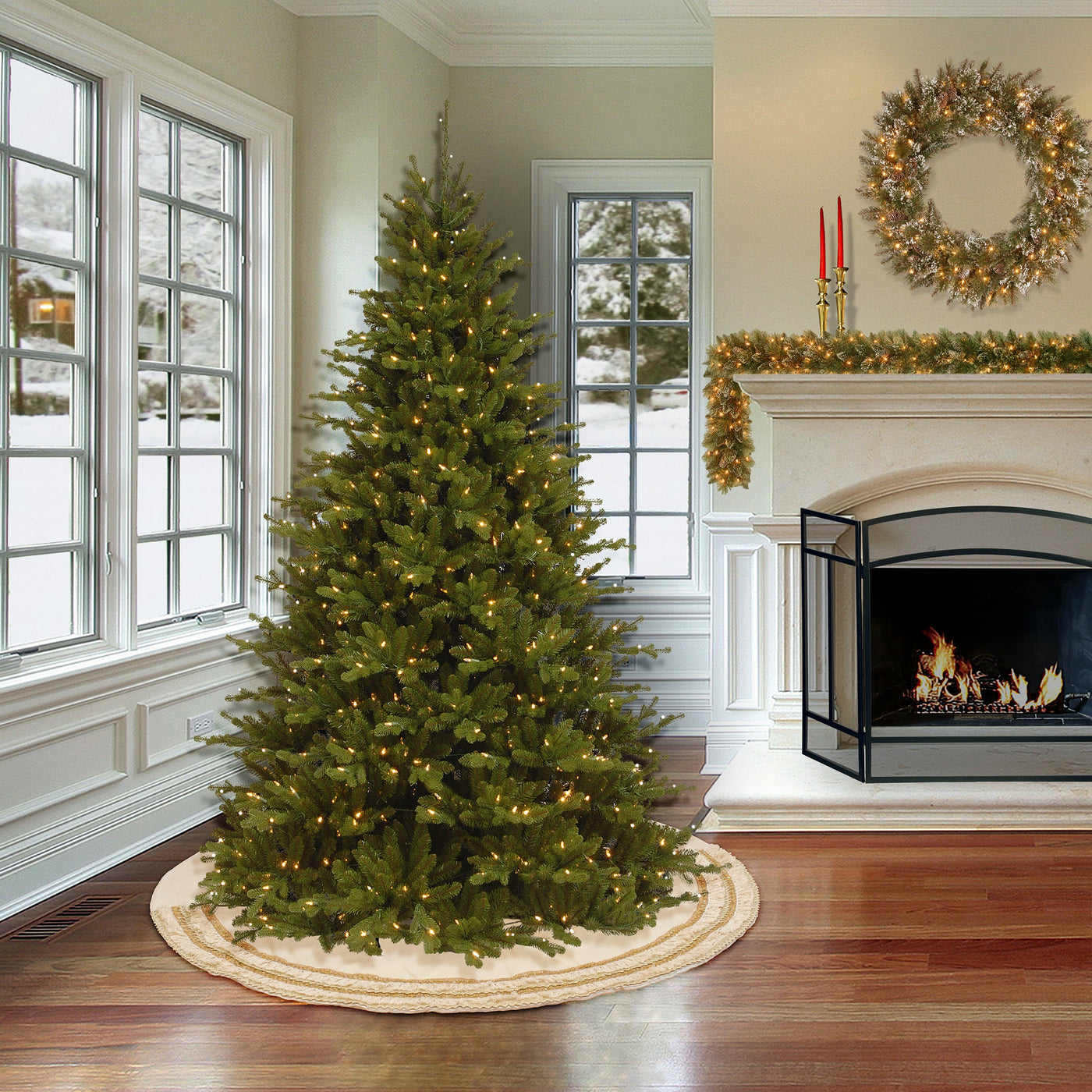52 in. HGTV Home Collection Fringe Detail Tree Skirt, Off White