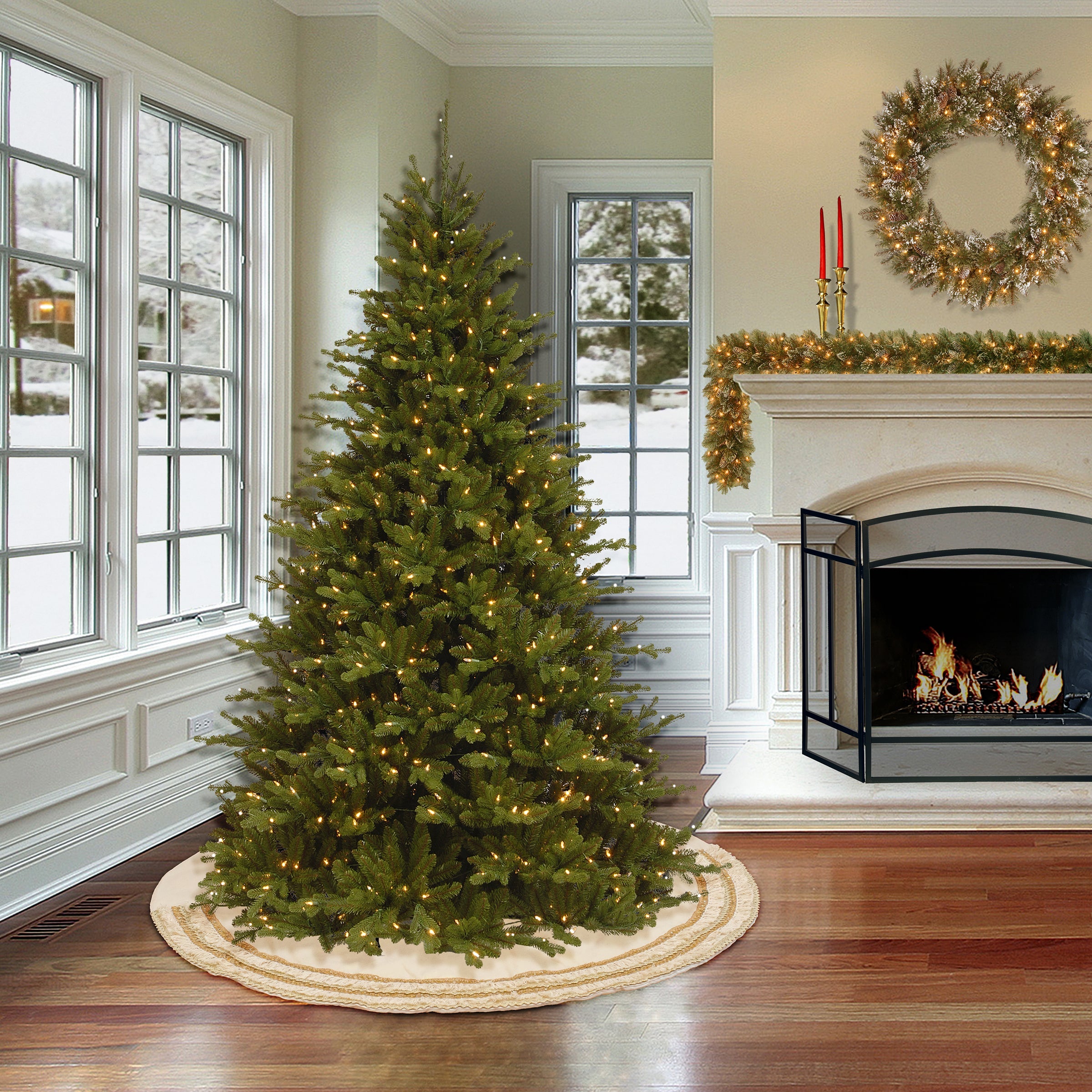 52 in. HGTV Home Collection Fringe Detail Tree Skirt, Off White
