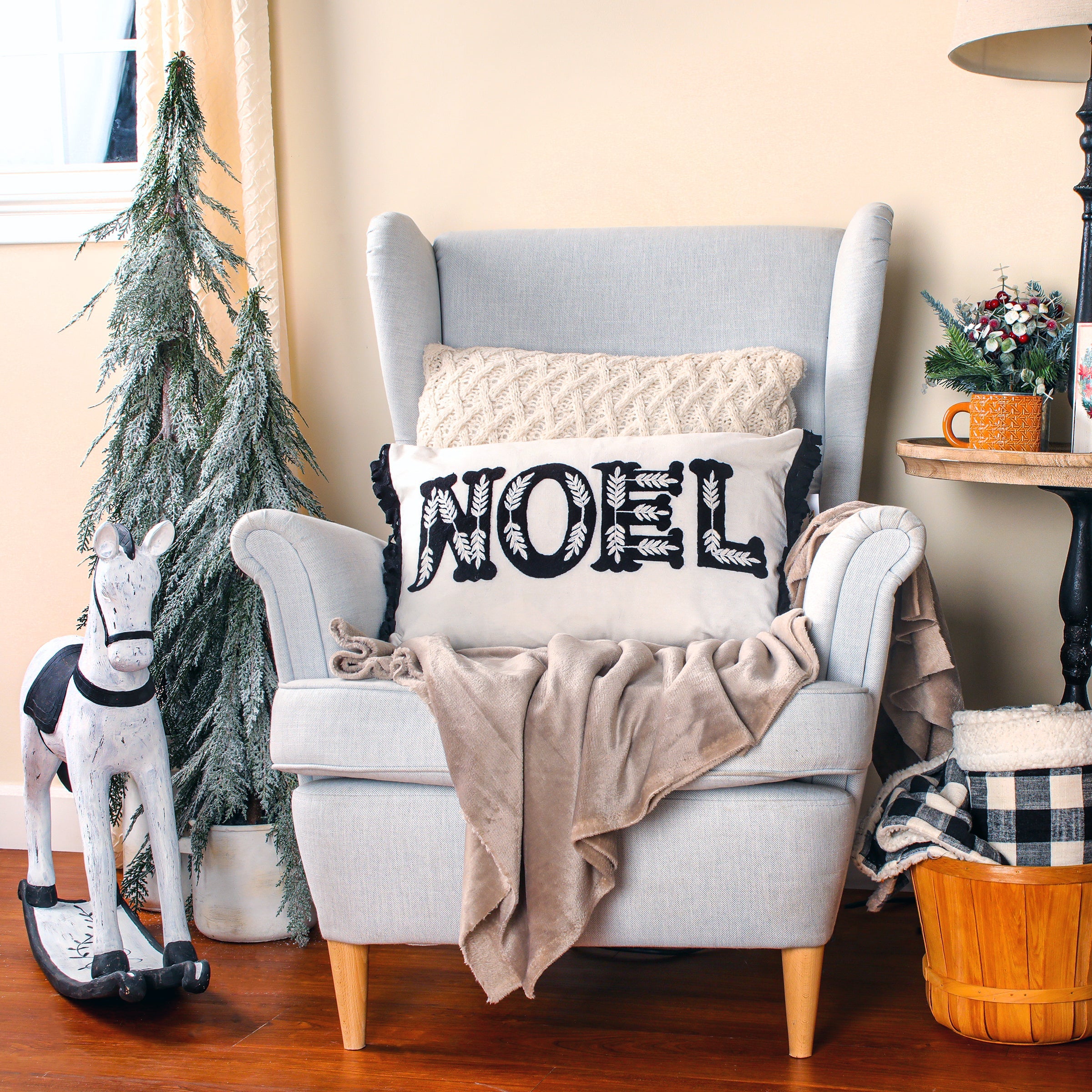 22 in. HGTV Home Collection Embroidered NOEL Christmas Pillow
