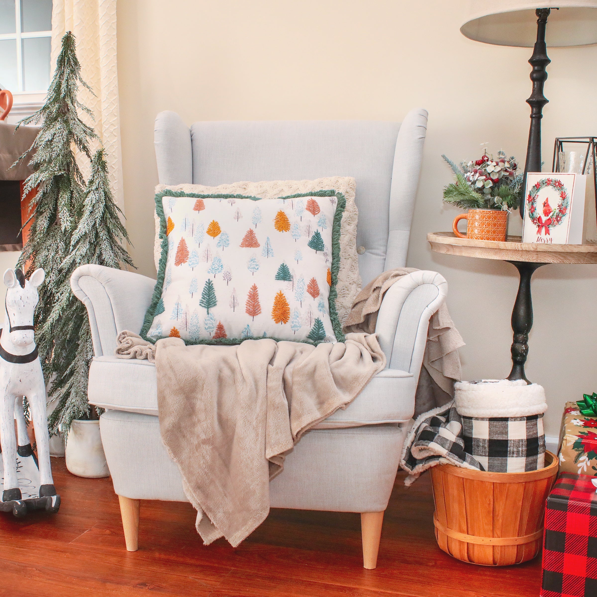 18 in. HGTV Home Collection Whimsical Forest Christmas Pillow