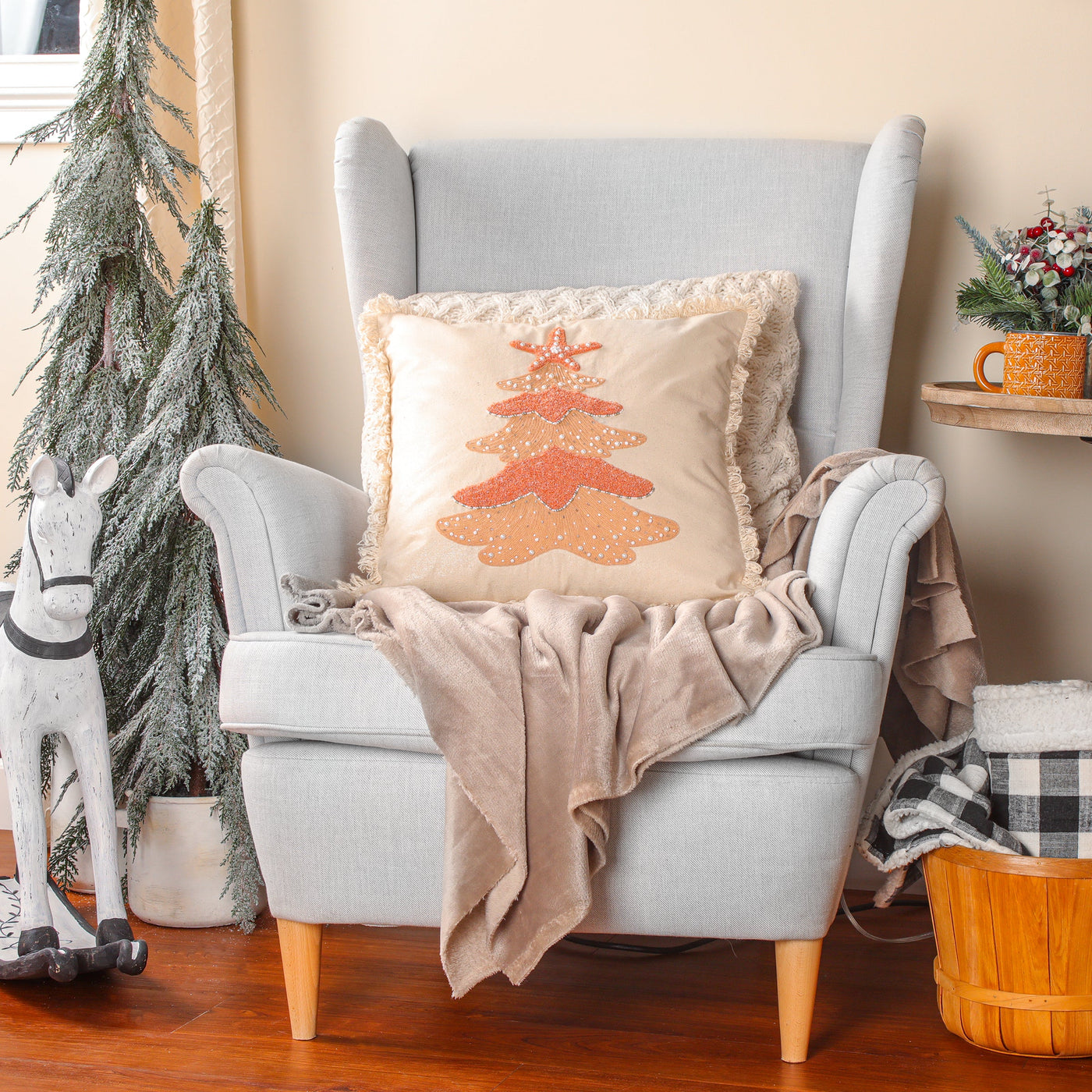 18 in. HGTV Home Collection Coastal Christmas Pillow