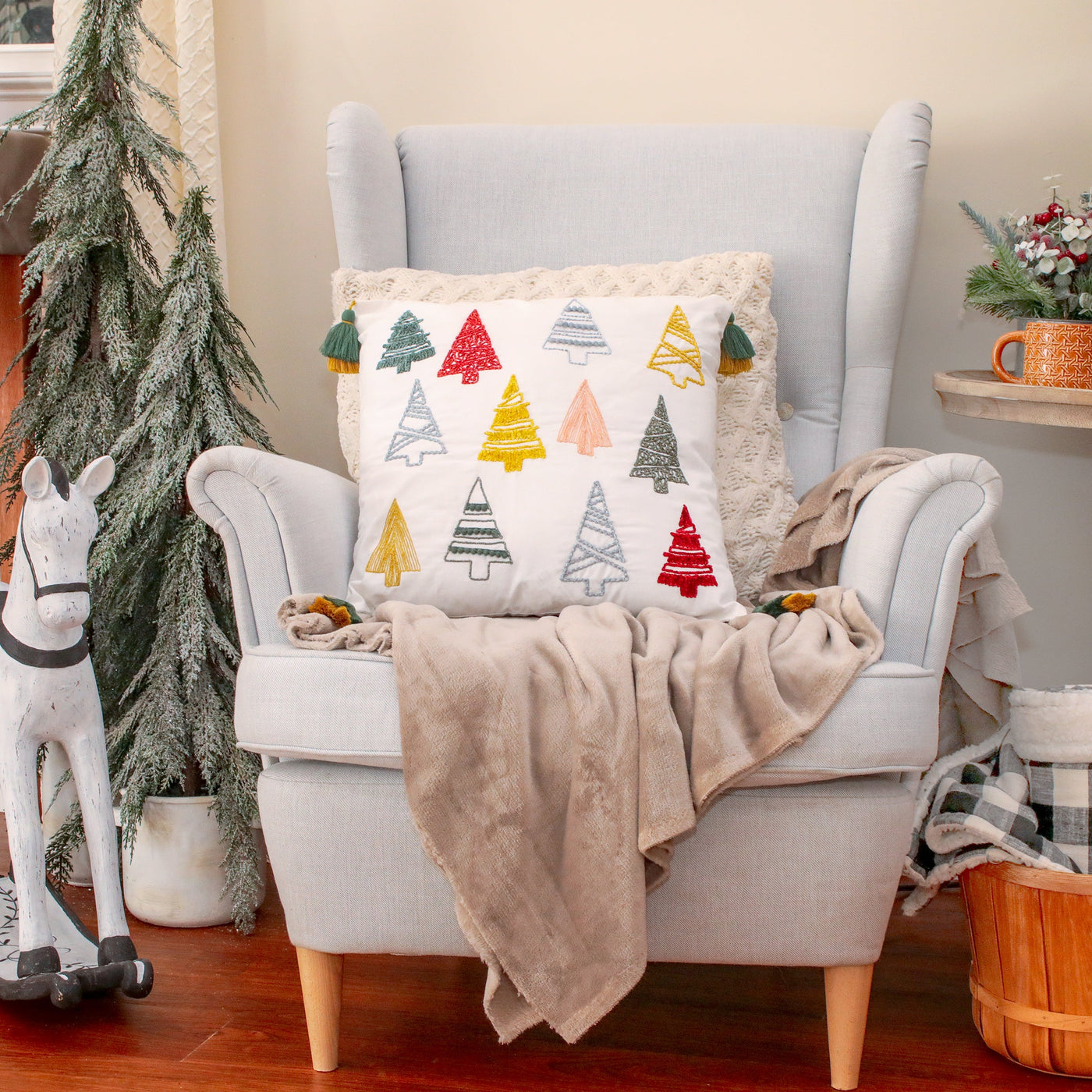 18 in. HGTV Home Collection Evergreen Forest Christmas Pillow