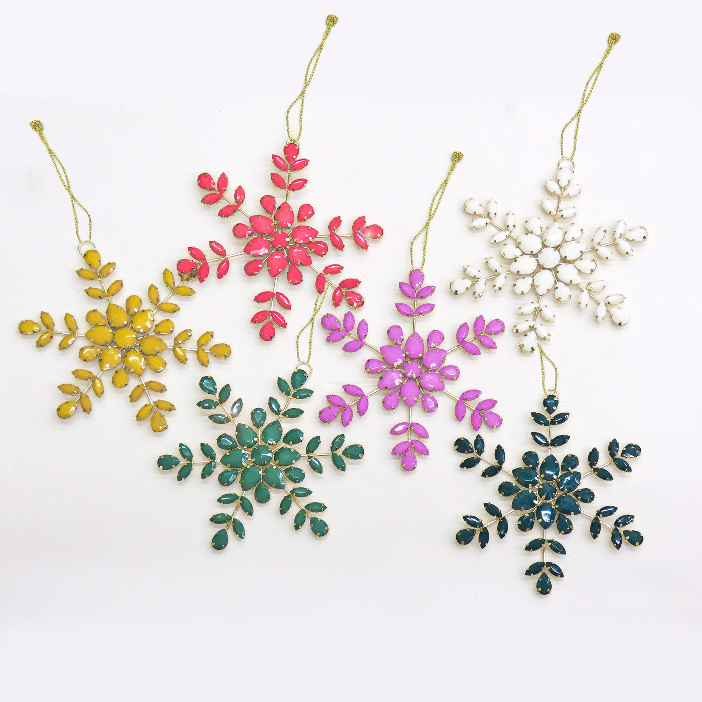 6-Piece HGTV Home Collection Beaded Snowflake Ornaments