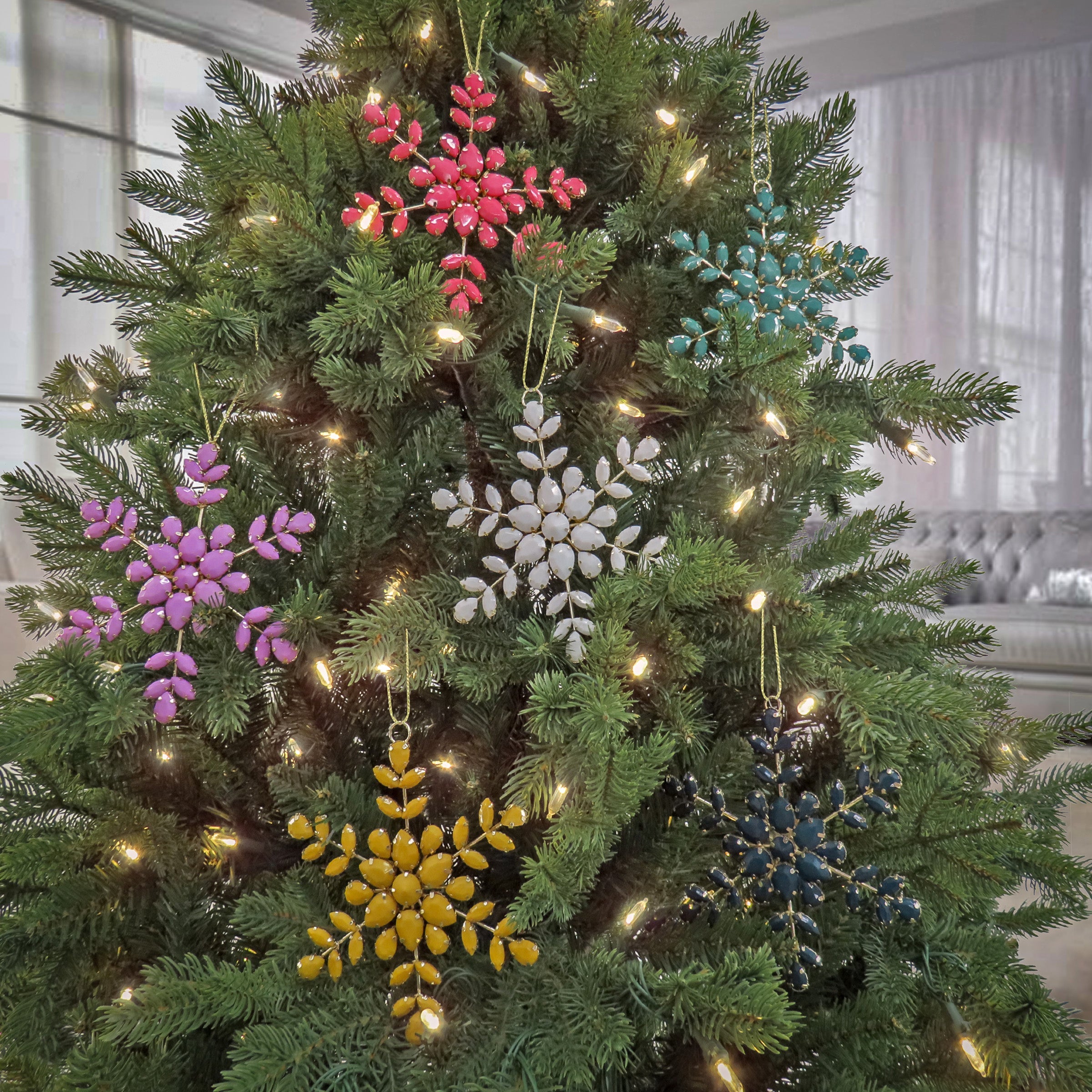 6-Piece HGTV Home Collection Beaded Snowflake Ornaments