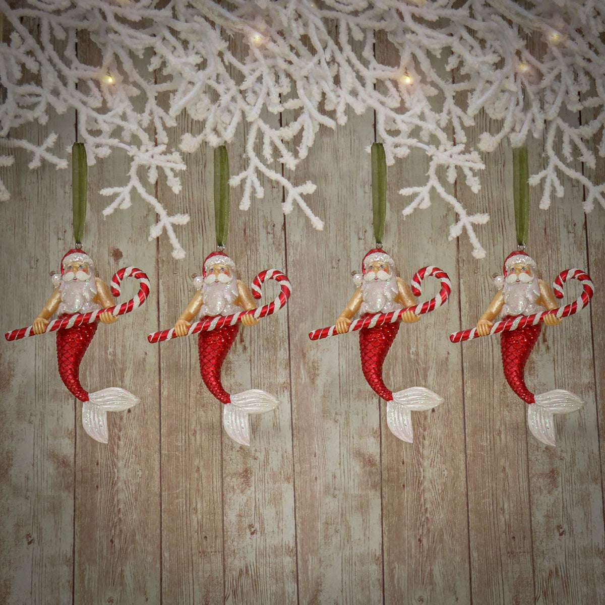 Merman Tree Display 4-Piece HGTV Home Collection Santa Merman Ornaments · National Tree ...