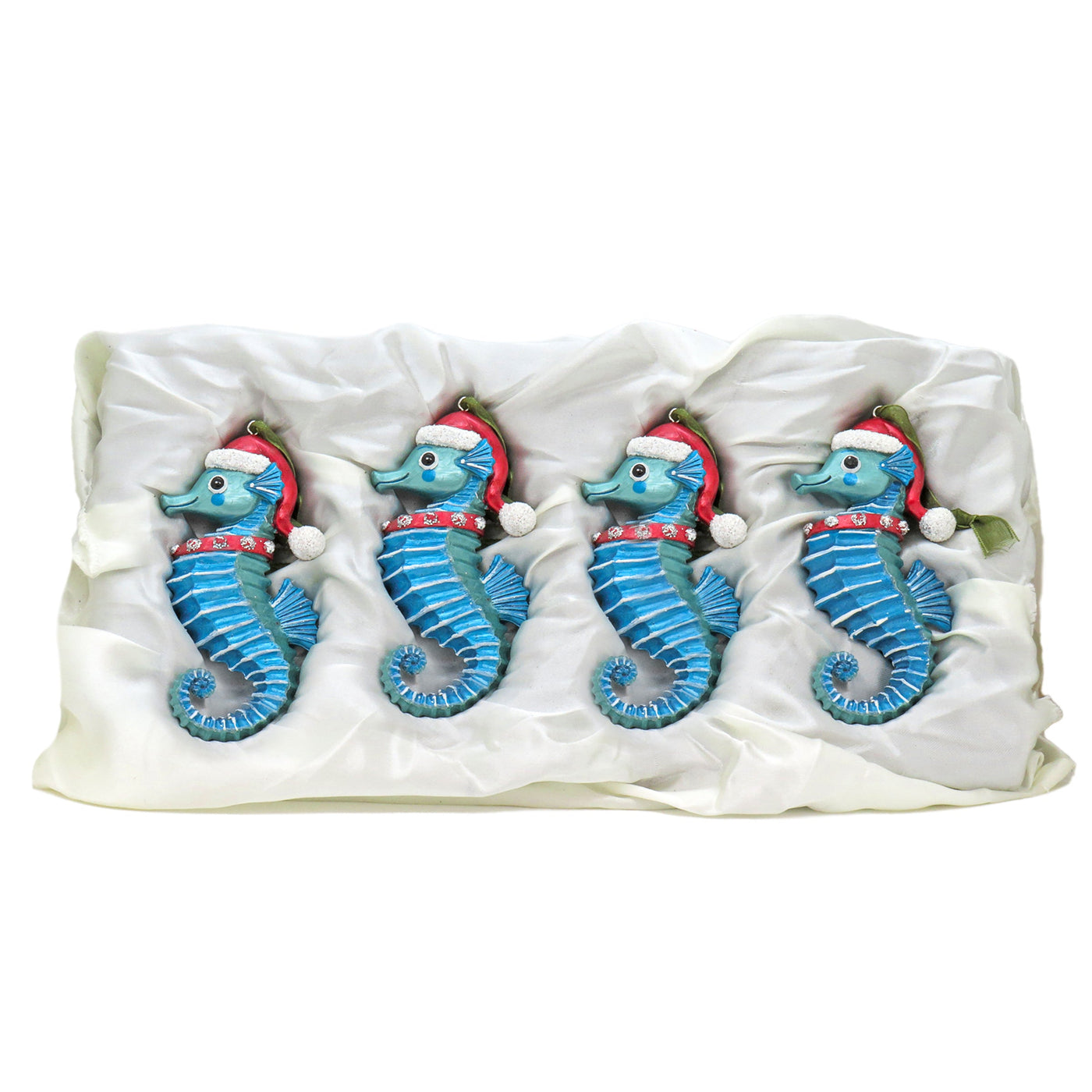 4-Piece HGTV Home Collection Teal Seahorse Ornaments