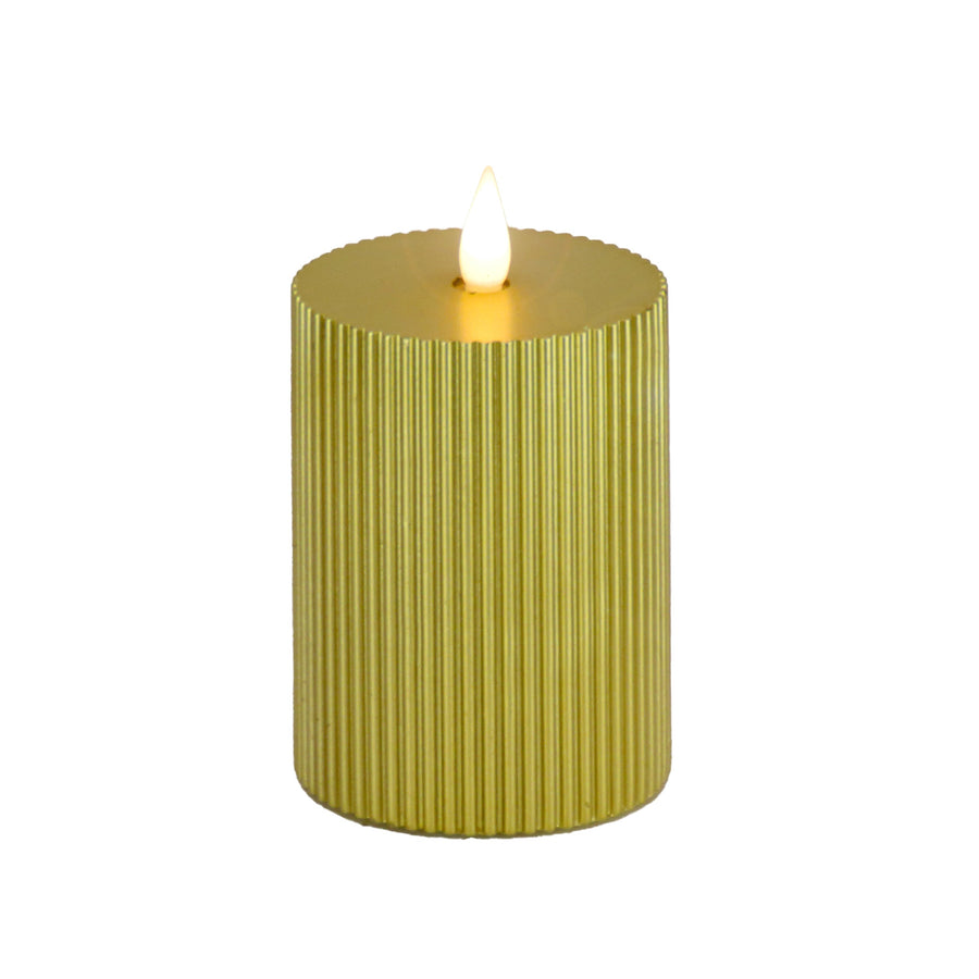 3 in. by 5 in. HGTV Home Collection Flameless Georgetown Pillar Candle, Gold