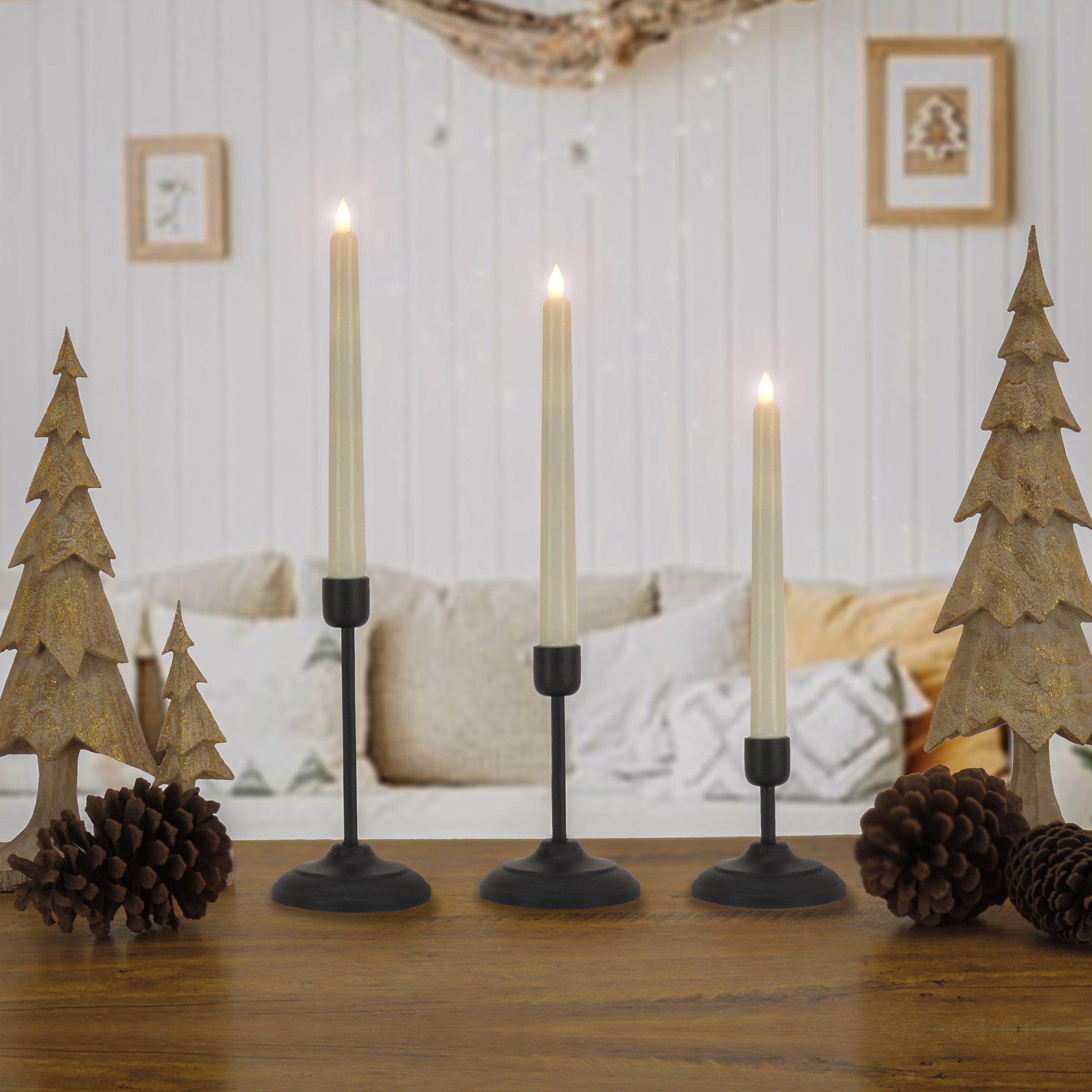 HGTV Home Collection Flameless Heritage Candle Set, Black Base