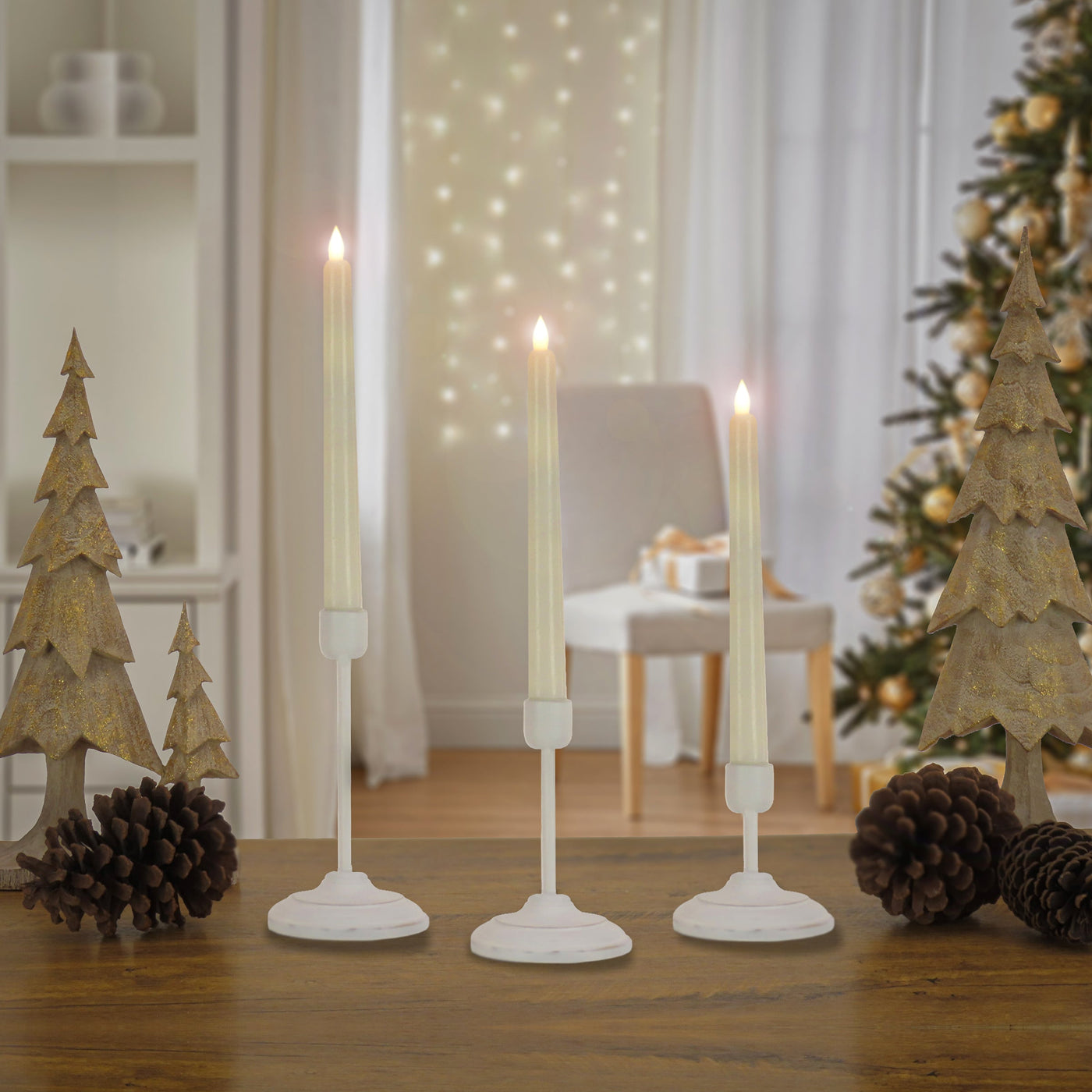 HGTV Home Collection Flameless Heritage Candle Set, White Base