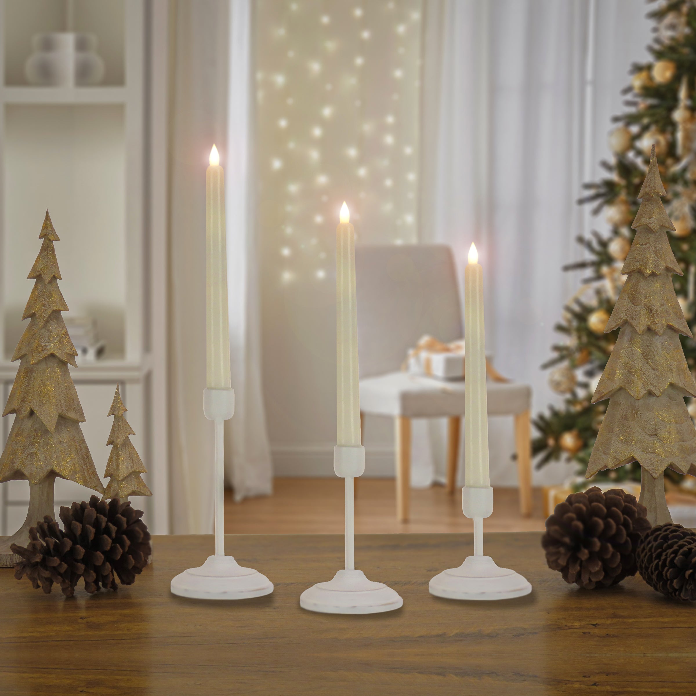 HGTV Home Collection Flameless Heritage Candle Set, White Base