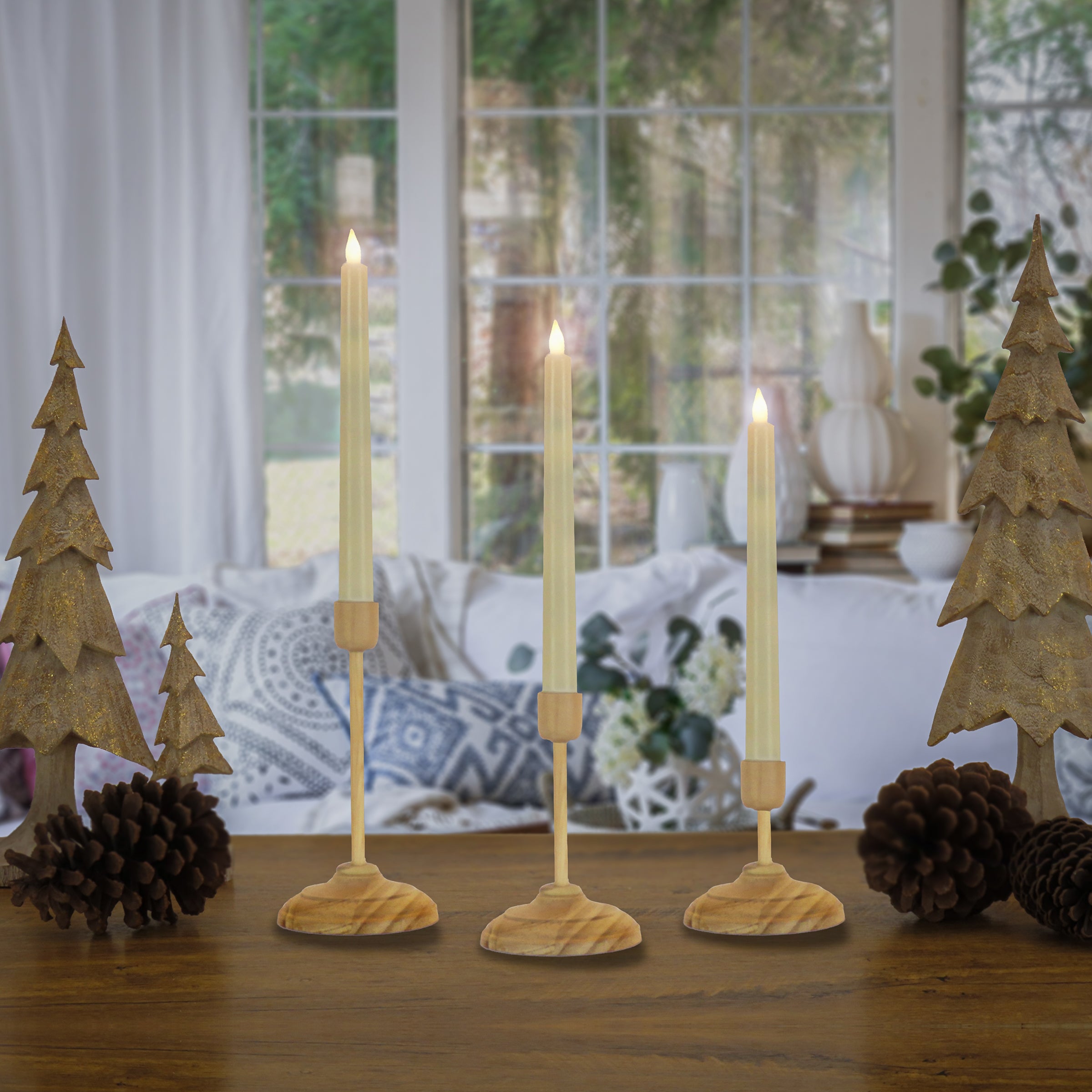 HGTV Home Collection Flameless Heritage Candle Set, Natural Base