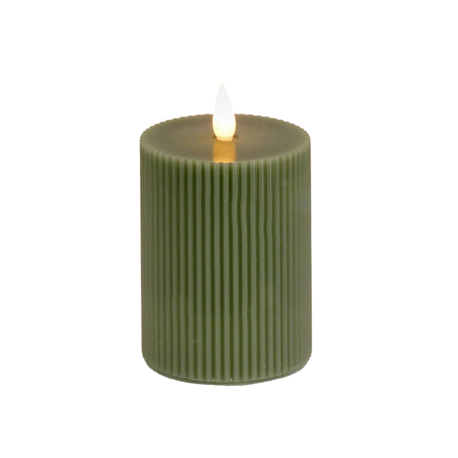 4 in. by 6 in. HGTV Home Collection Flameless Georgetown Pillar Candle, Dk Green