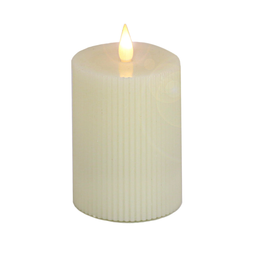 4 in. by 8 in. HGTV Home Collection Flameless Georgetown Pillar Candle, Ivory