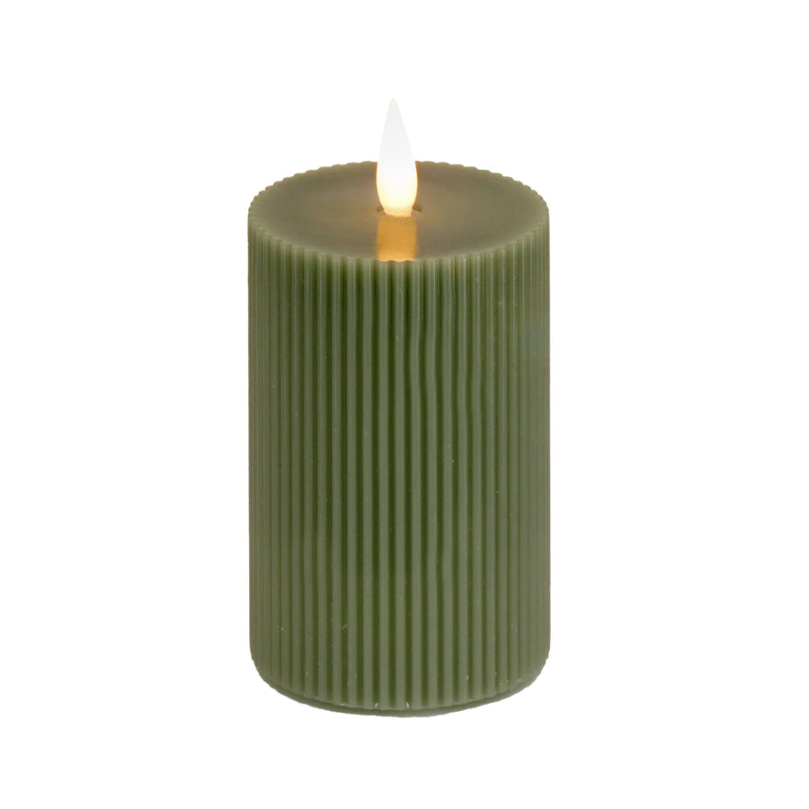 4 in. by 10 in. HGTV Home Collection Flameless Georgetown Pillar Candle, Dk Green
