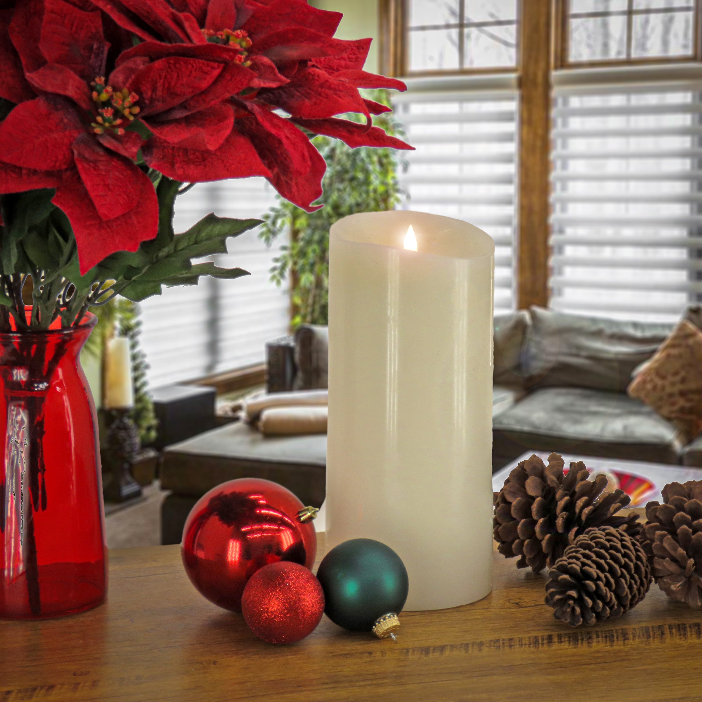 5 in. by 11 in. HGTV Home Collection Flameless Heritage Pillar Candle, Ivory