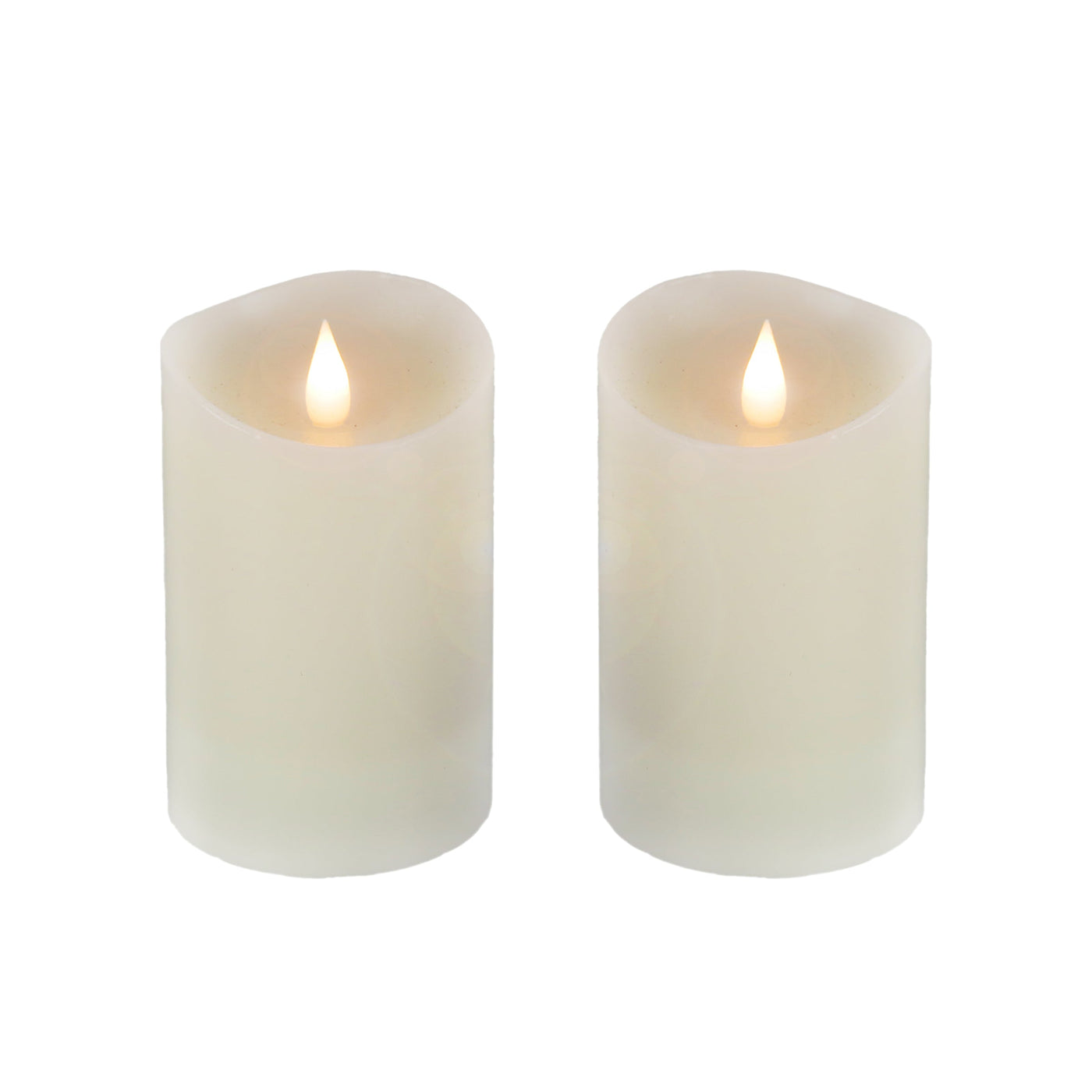 2 in. by 5 in. HGTV Home Collection Flameless Heritage Pillar Candle Pair, Ivory
