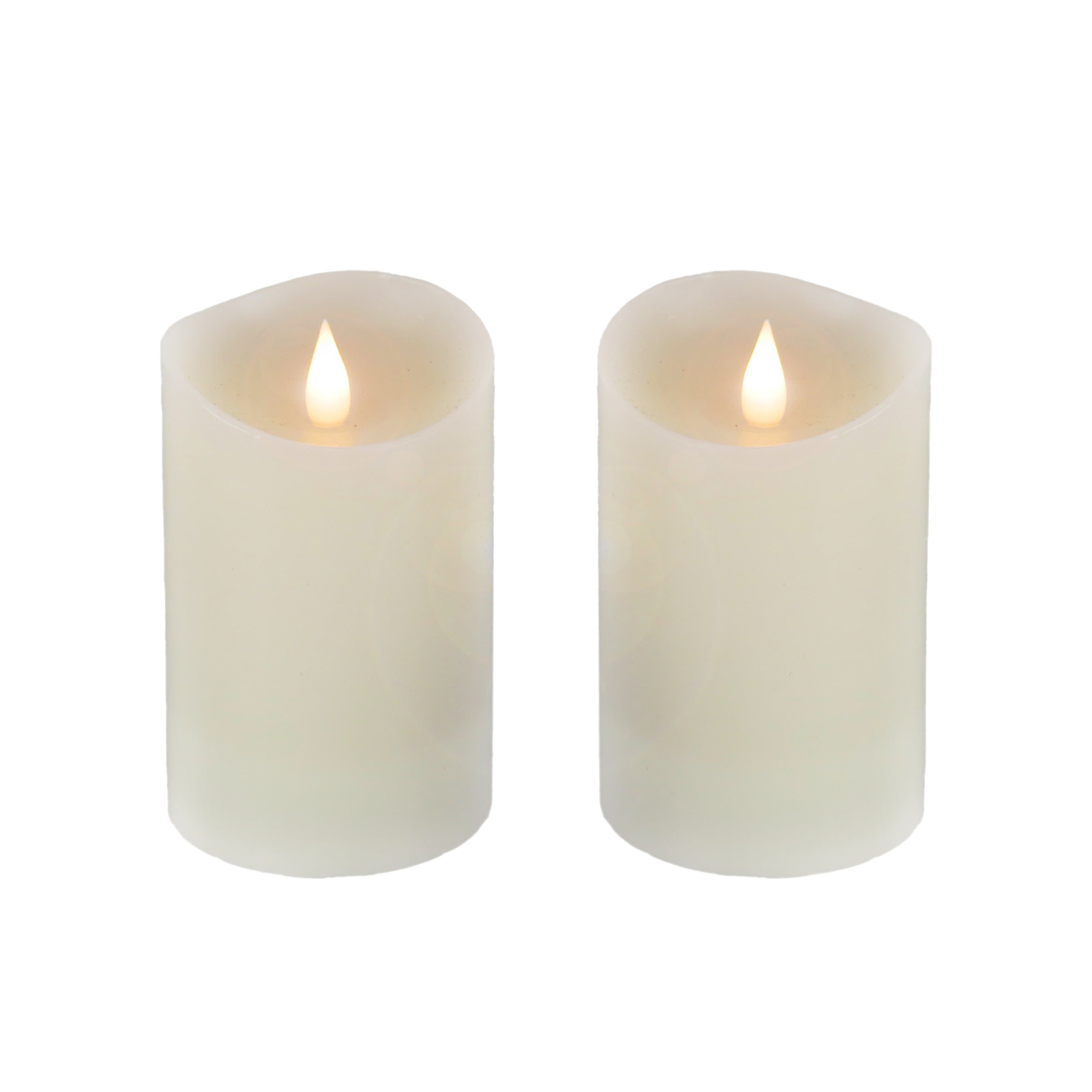 2 in. by 5 in. HGTV Home Collection Flameless Heritage Pillar Candle Pair, Ivory