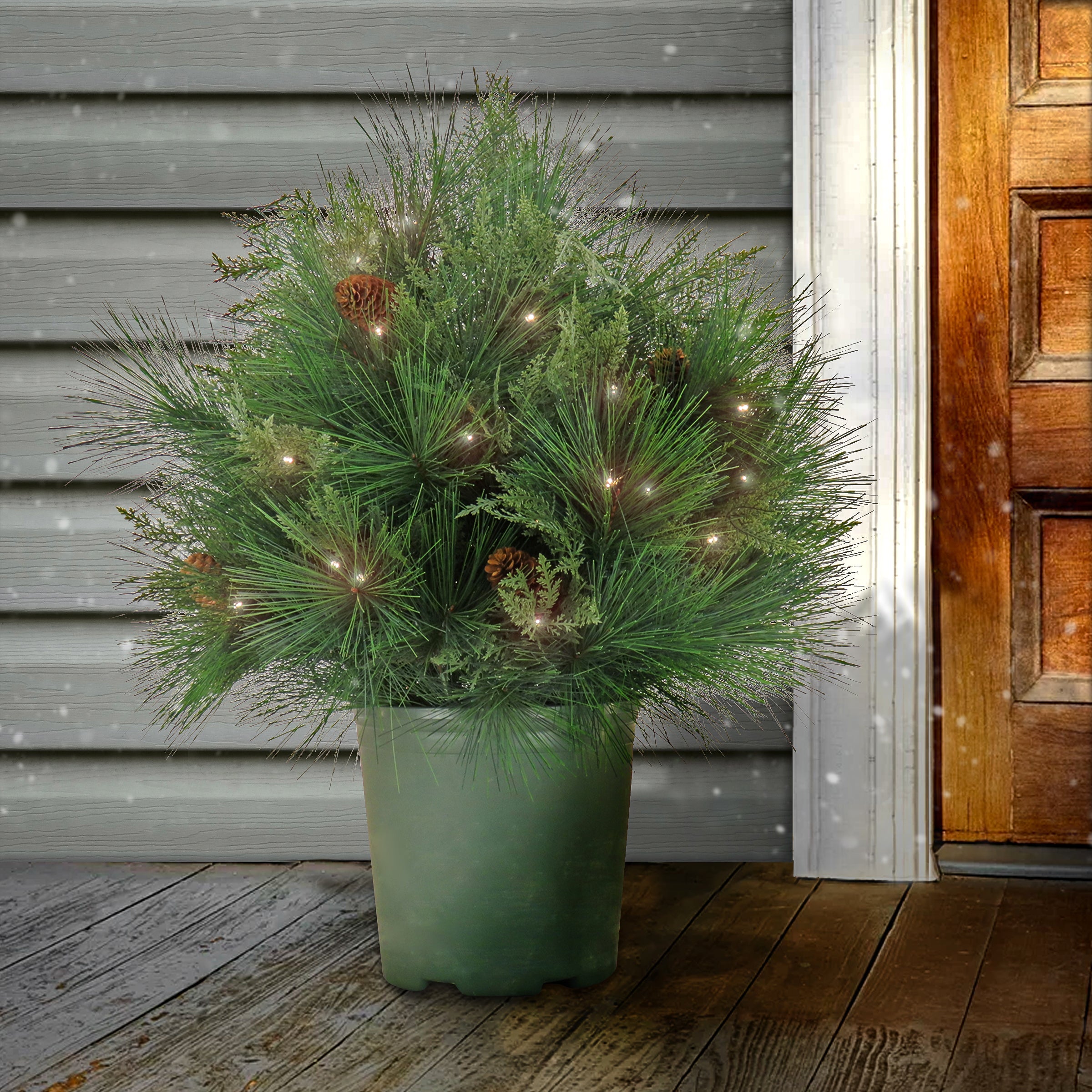26 in. Pre-Lit HGTV Home Collection Black Tie Planter Filler