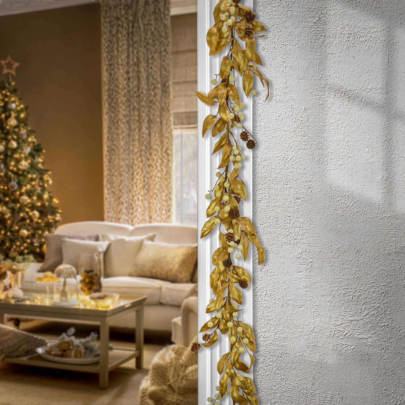 9 ft. HGTV Home Collection Metallic Gold Laurel Garland