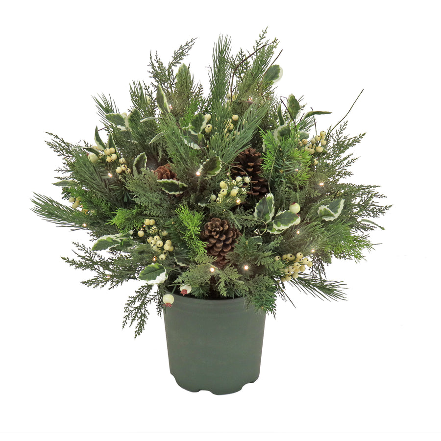 9 ft. Pre-Lit HGTV Home Collection Holly and Berry Planter Filler