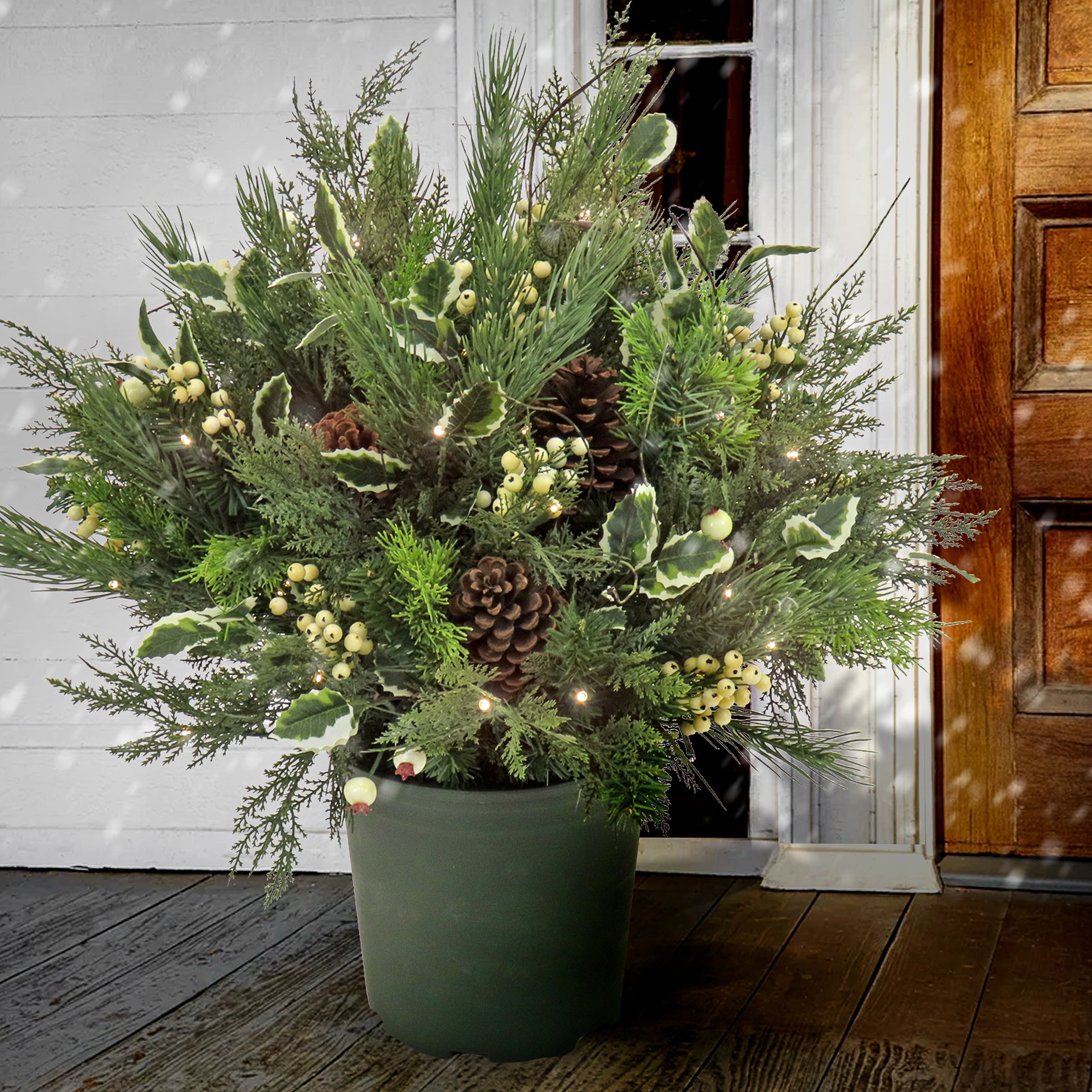 9 ft. Pre-Lit HGTV Home Collection Holly and Berry Planter Filler