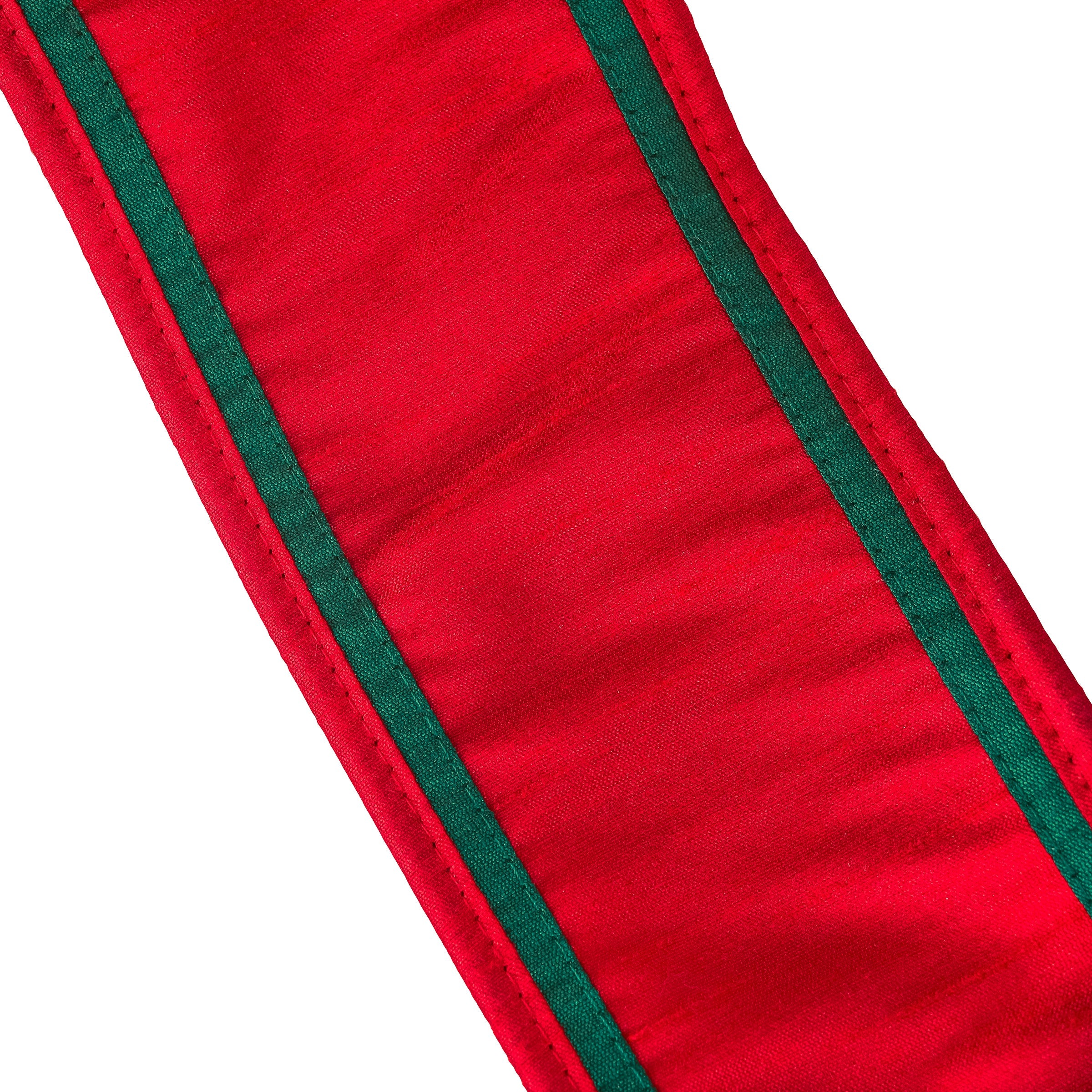 3 in. HGTV Home Collection Dupioni Double-Sided Ribbon, Red & Green