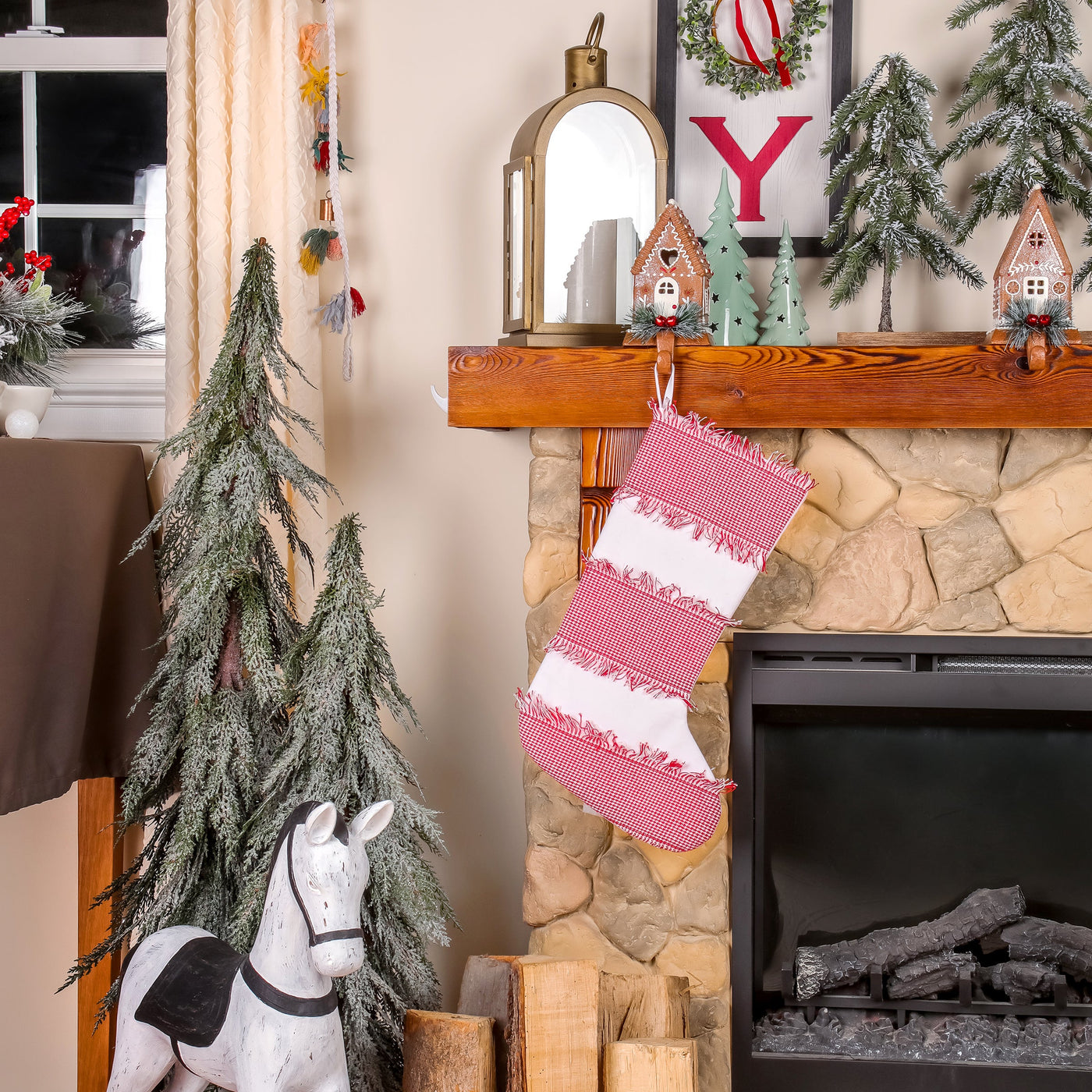 18 in. HGTV Home Collection Ric Rac Border Stocking