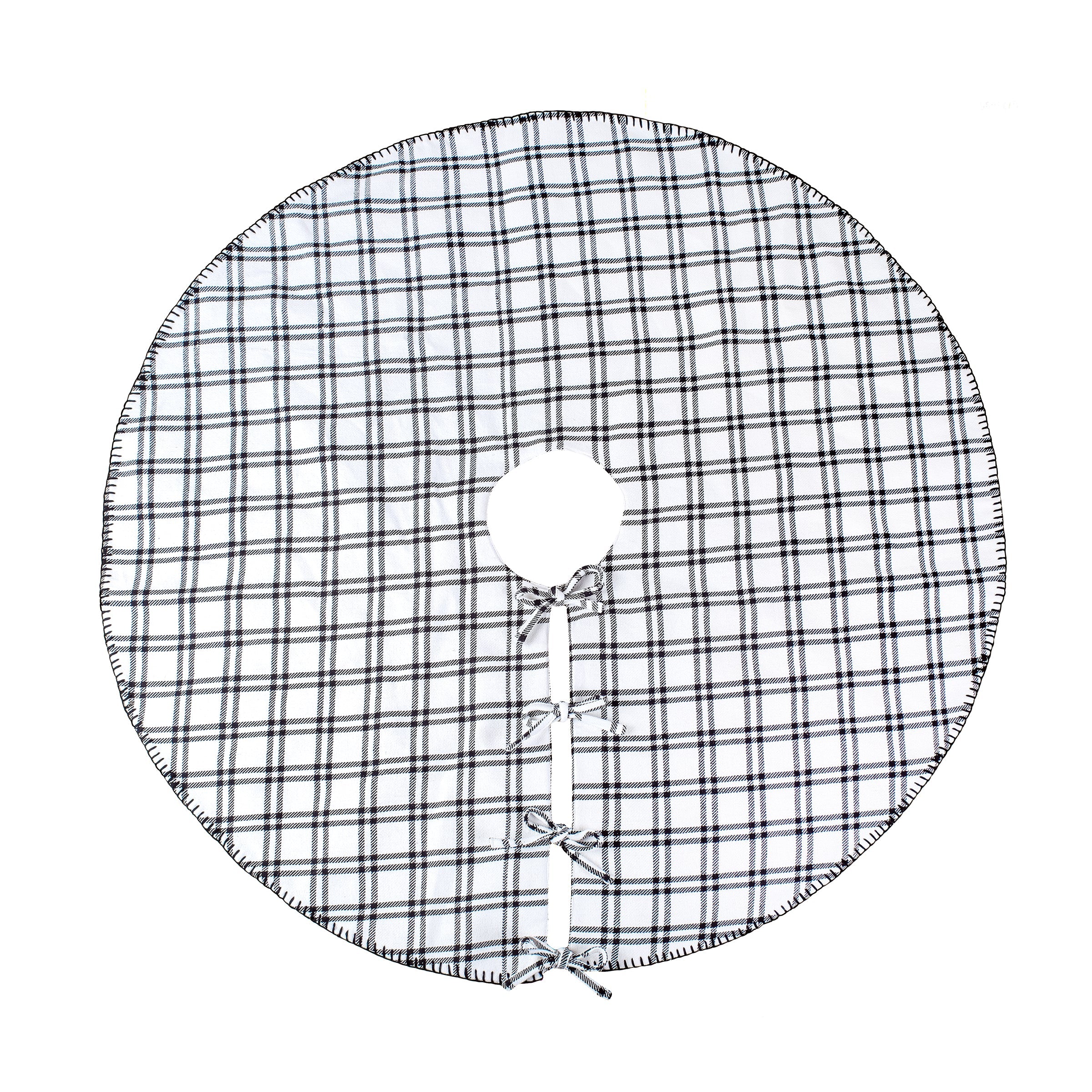 48 in. HGTV Home Collection Black White Ric Rac Border Tree Skirt