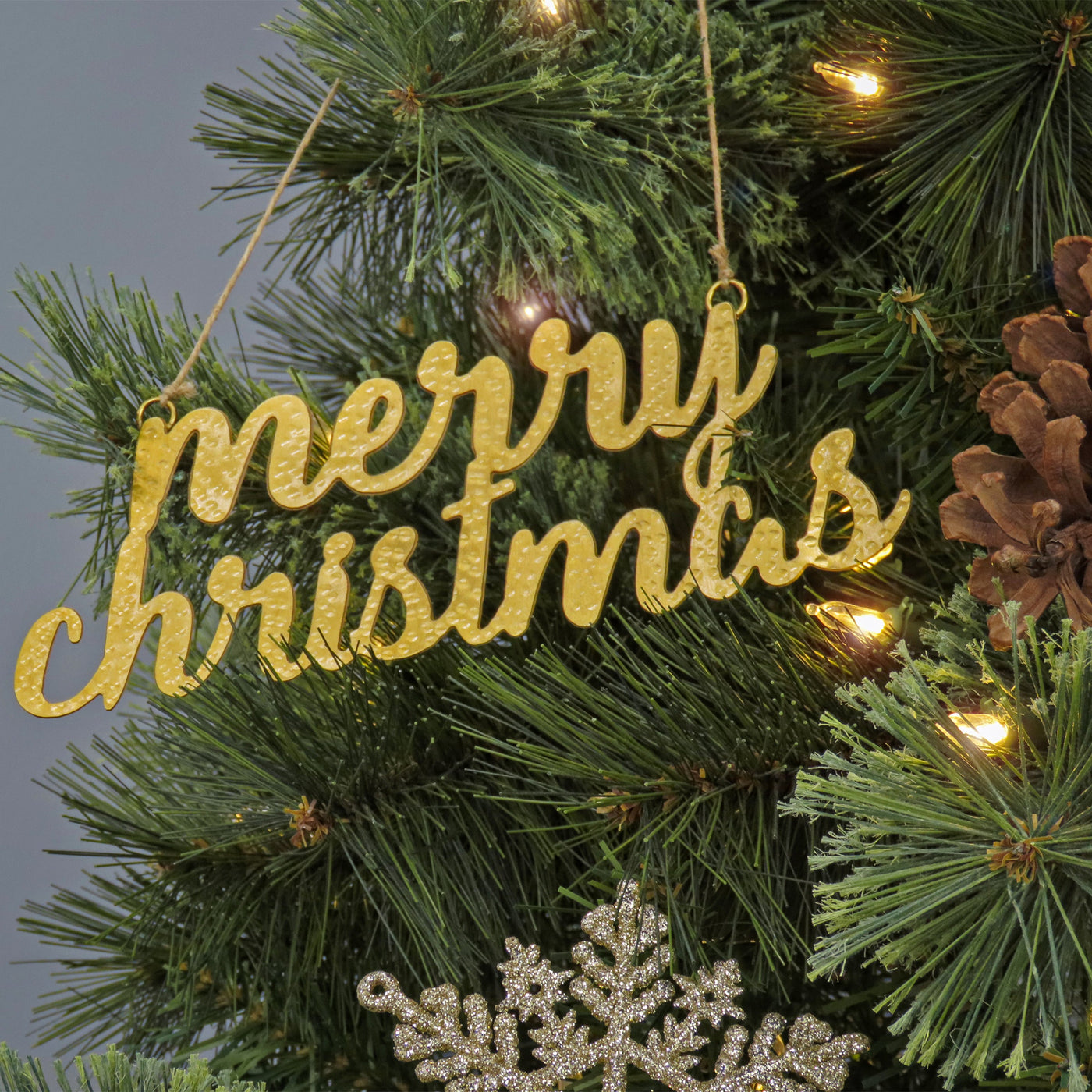 9 in. HGTV Home Collection Merry Christmas Metal Ornament Set