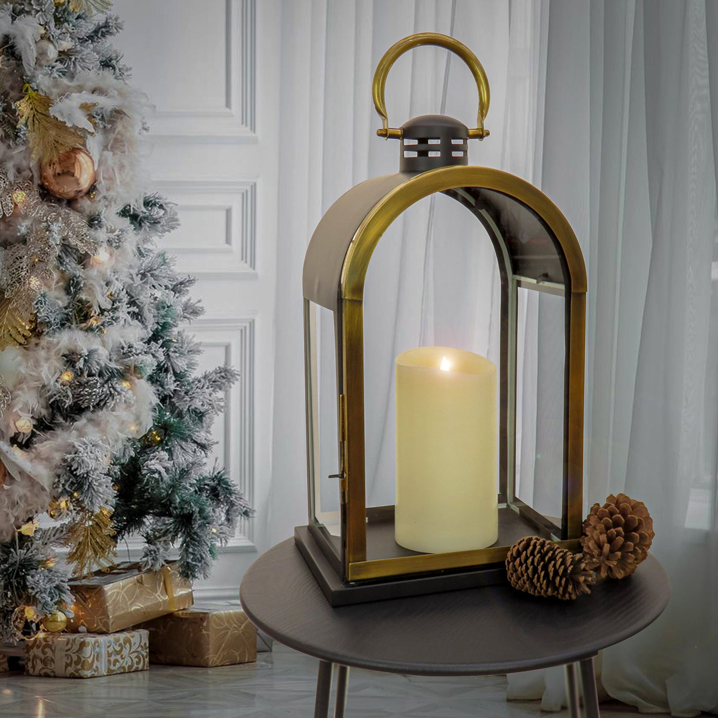 22 in. HGTV Home Collection Antique Bronze Dome Lantern, Large
