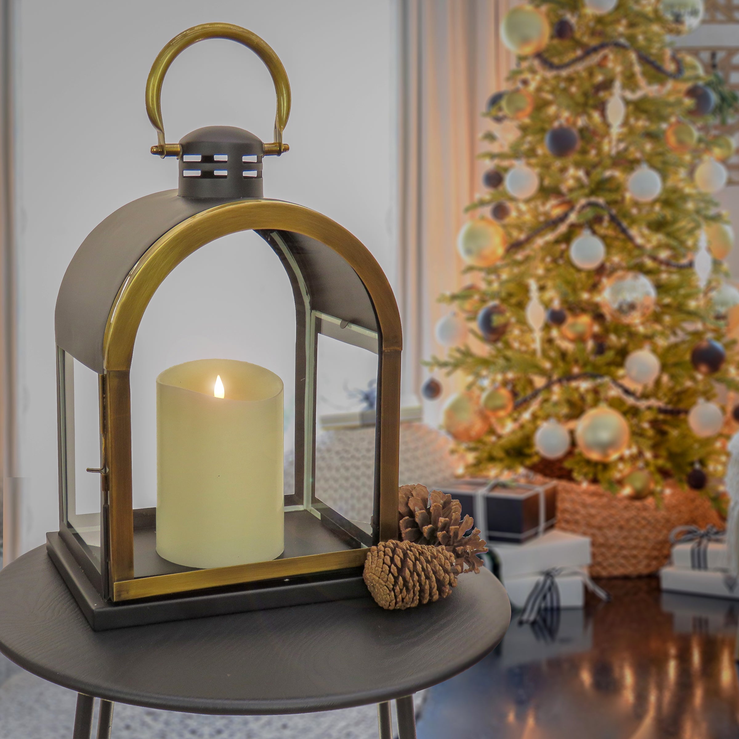 18 in. HGTV Home Collection Antique Bronze Dome Lantern, Small