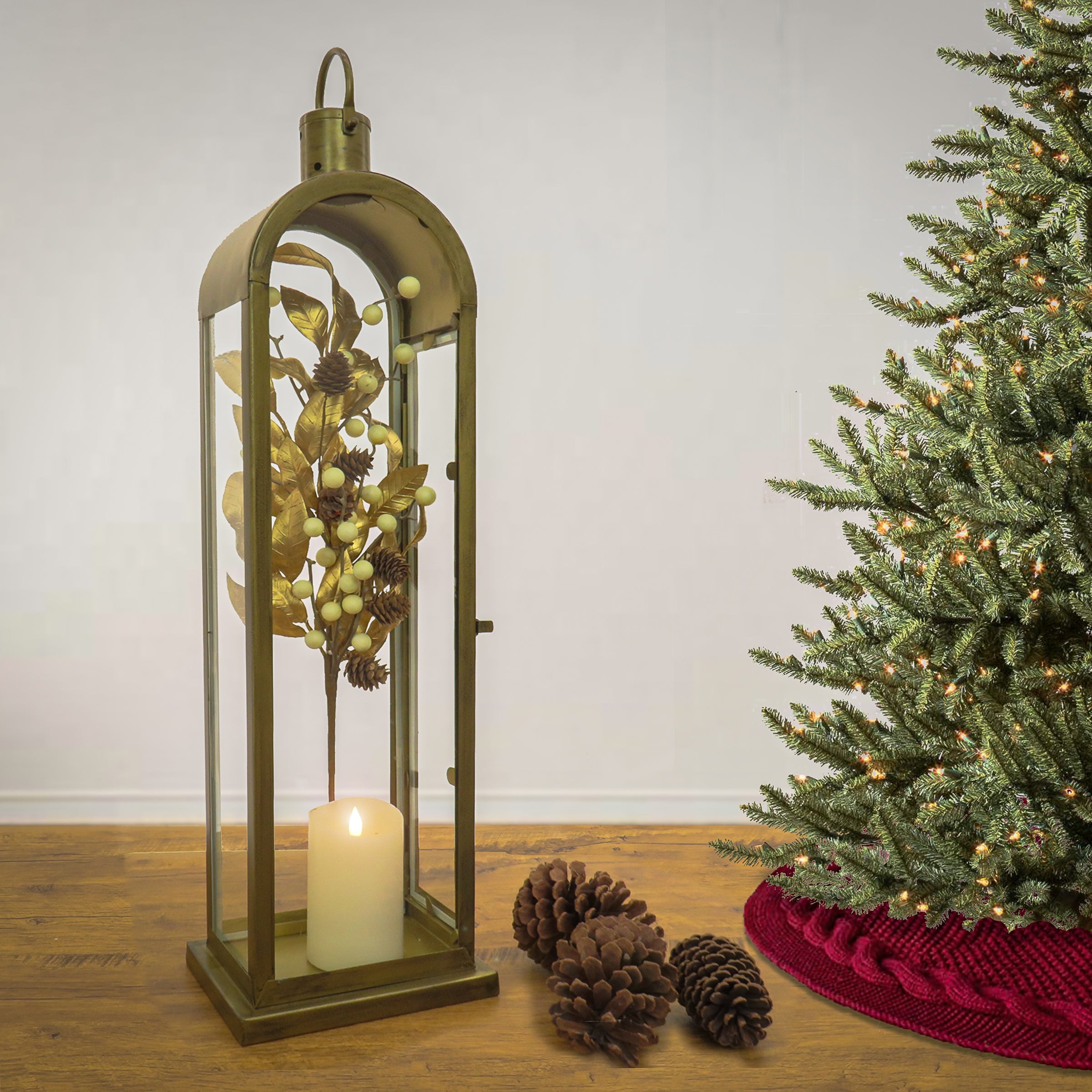 28 in. HGTV Home Collection Antique Bronze Arched Lantern, Large